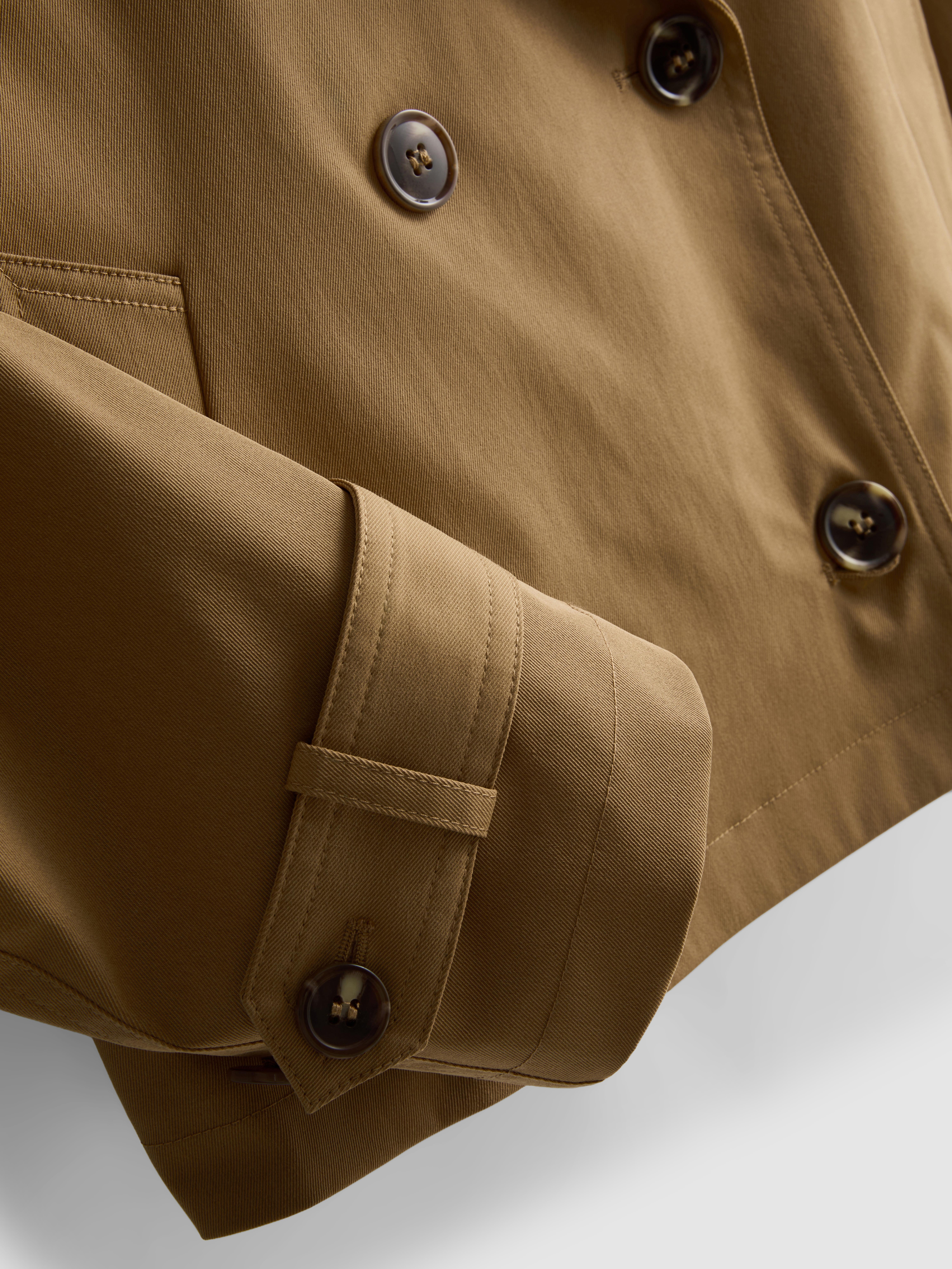 Double-Breasted Boxy Rain Jacket - Caramel