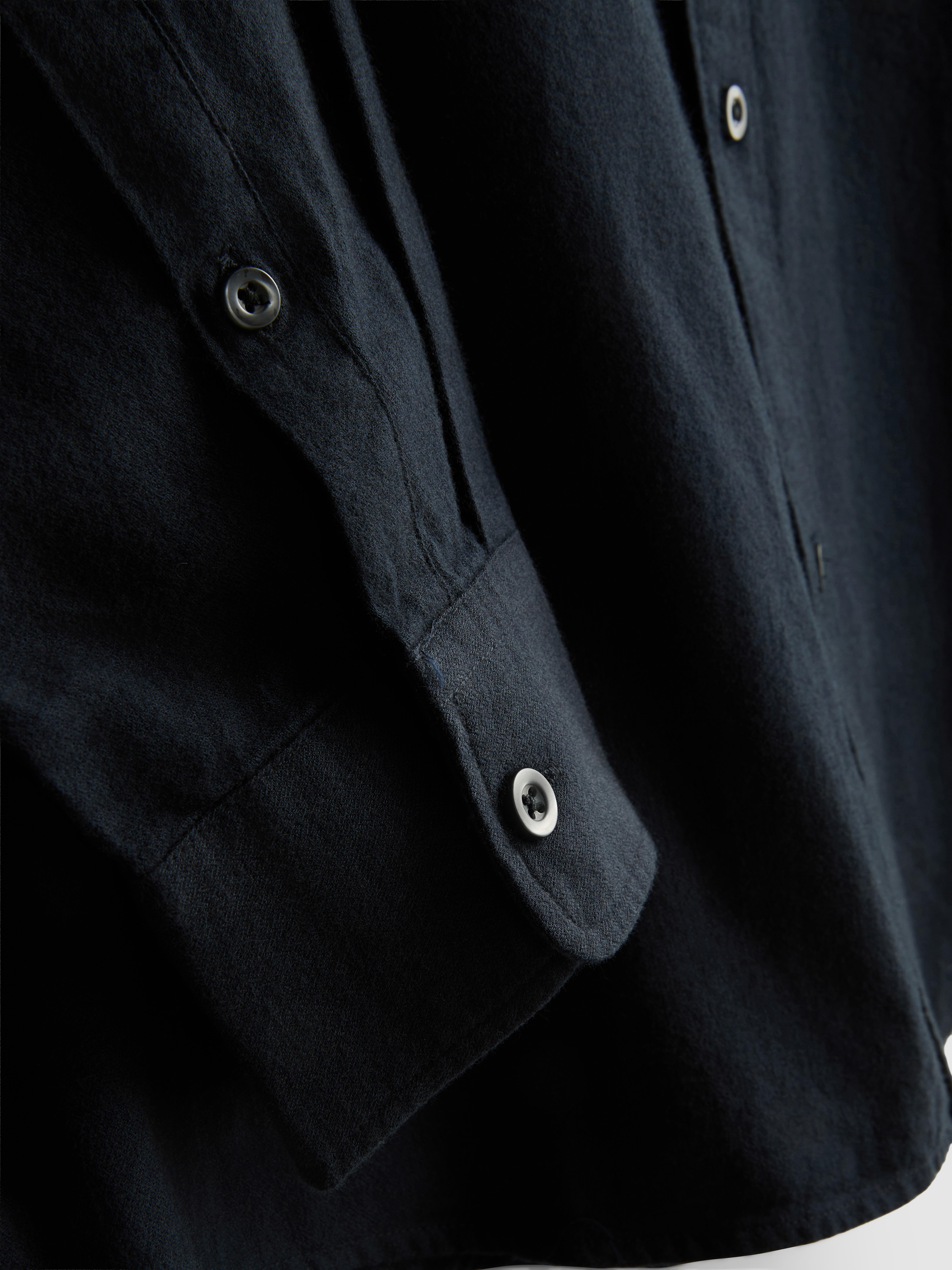 Pure Cotton Button-Down Shirt - Navy