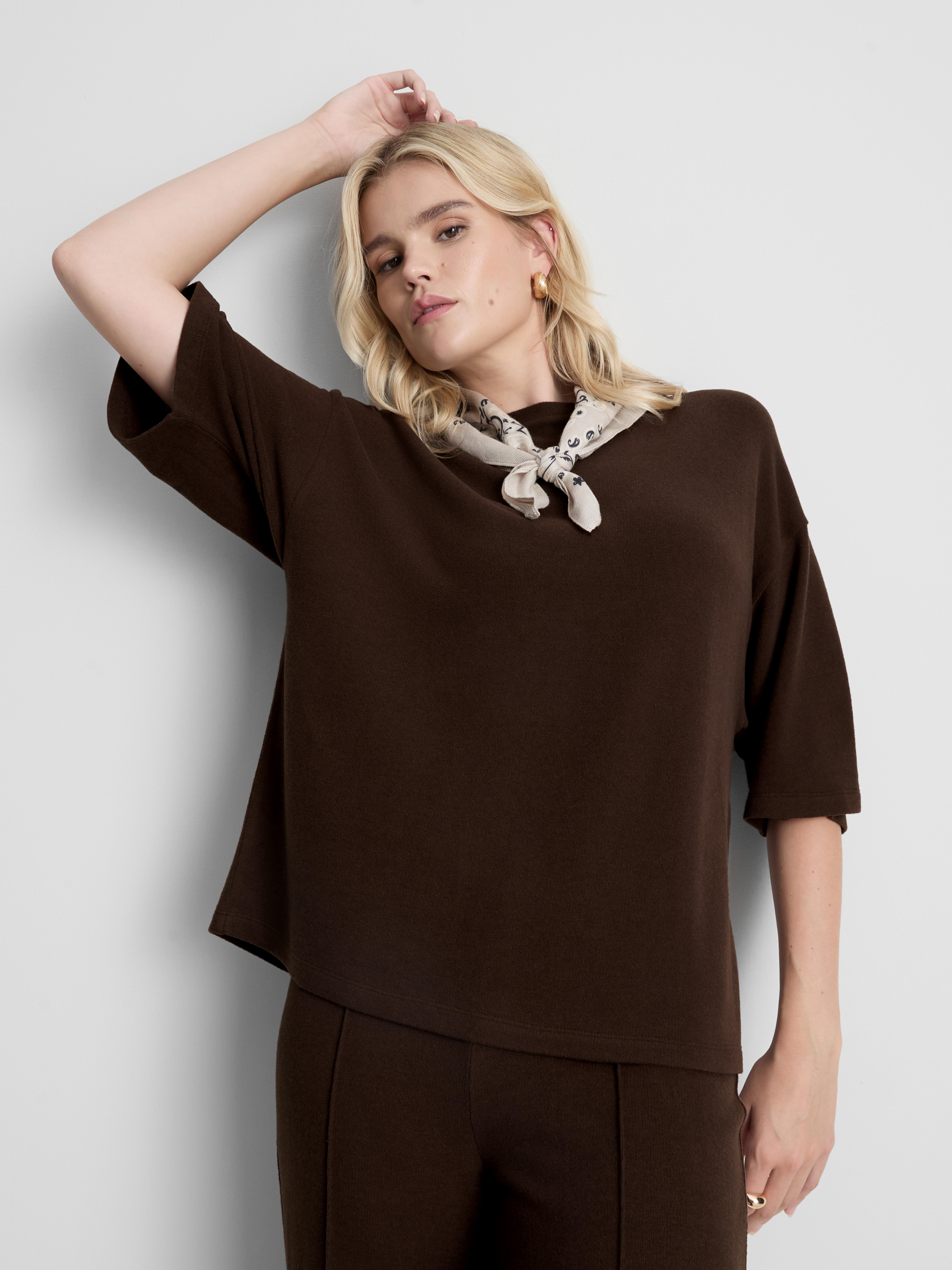 Cozy Oversized Tee - Chocolate