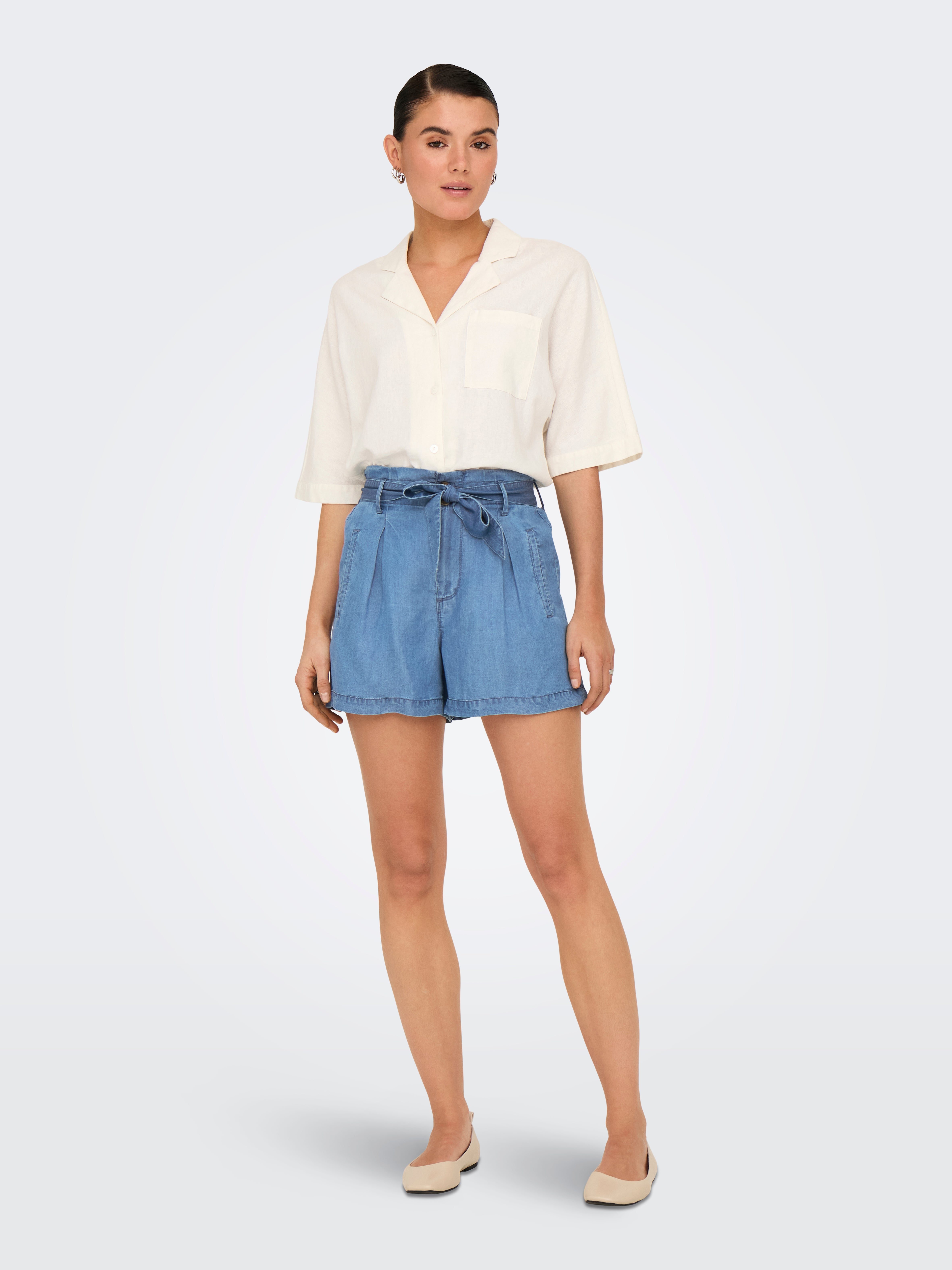 ONLCHARIS High waist Regular Fit Shorts Medium Blue Denim