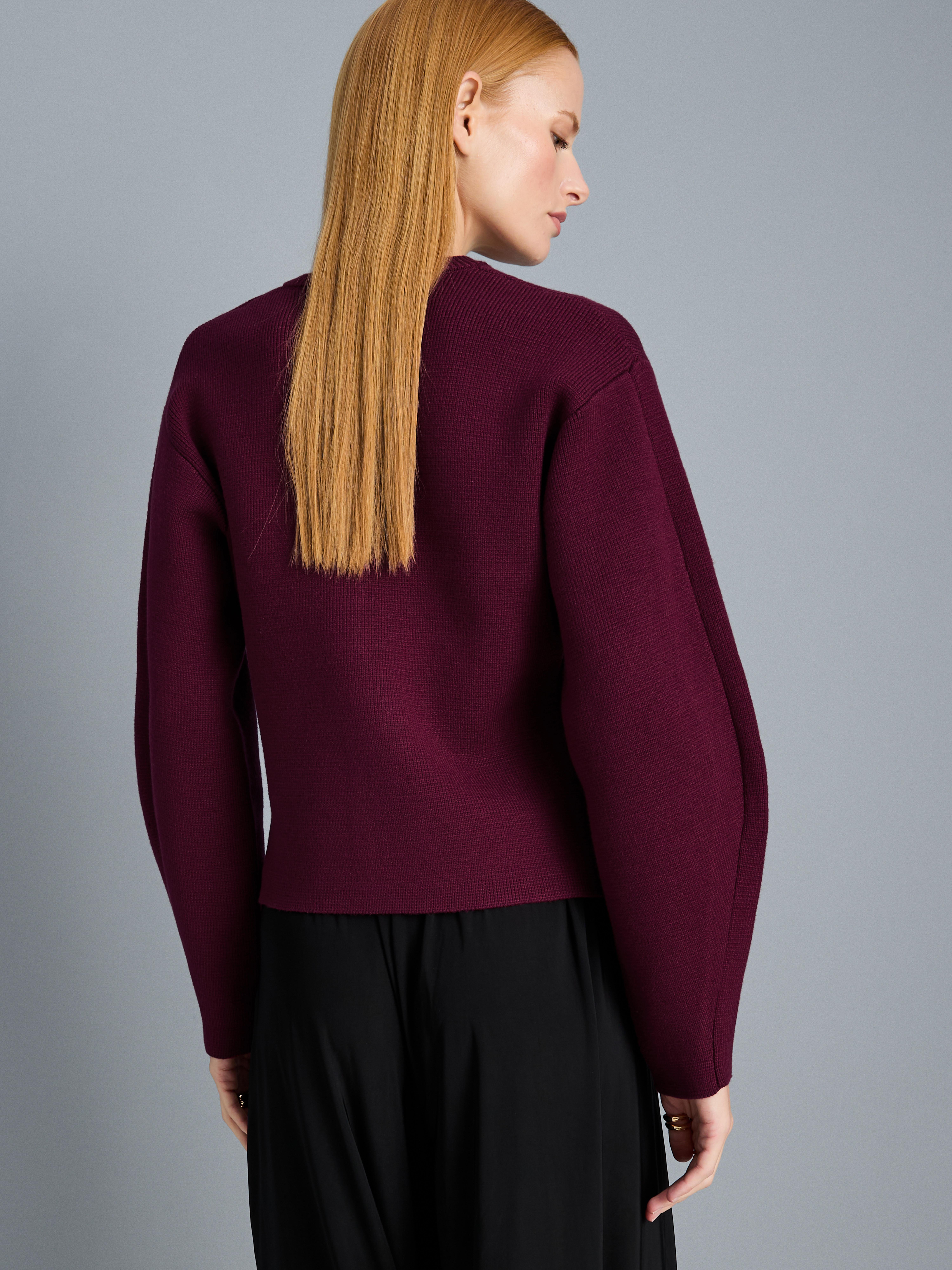 Sculpted Roundneck Cardigan - Burgundy