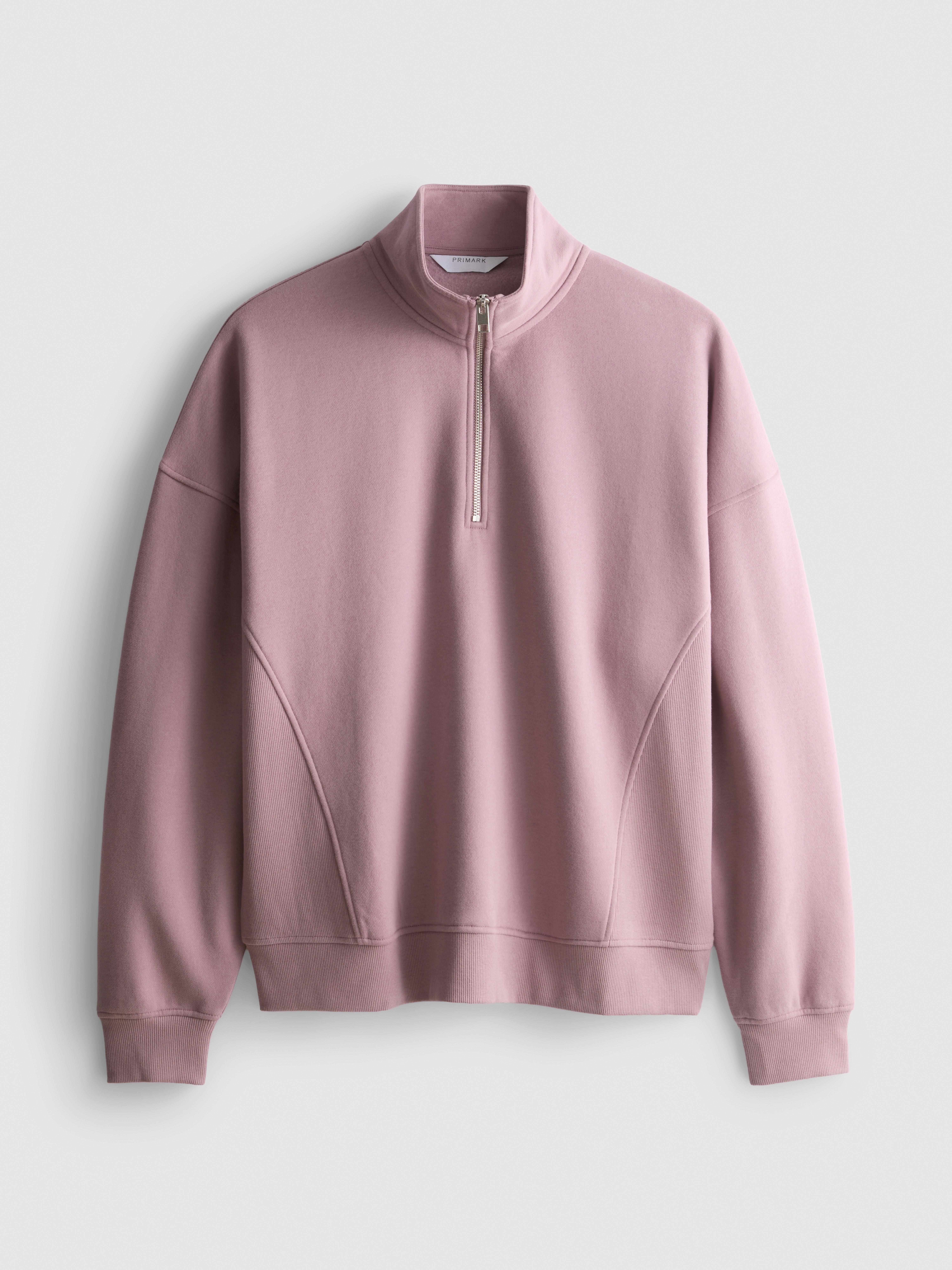 Cotton Rich Half Zip Sweatshirt - Pink