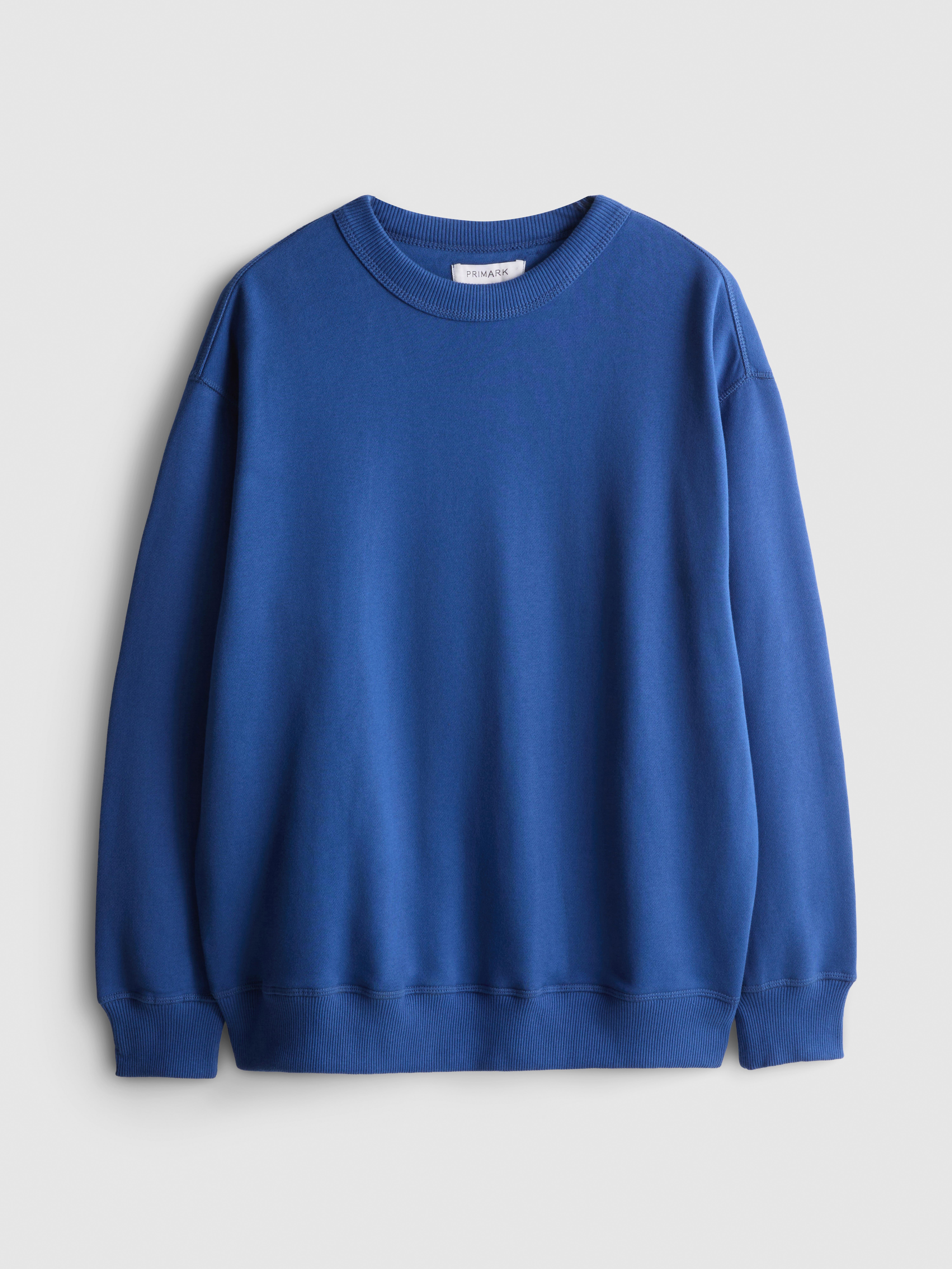 Cotton Rich Oversized Crew Neck Sweatshirt - Blue
