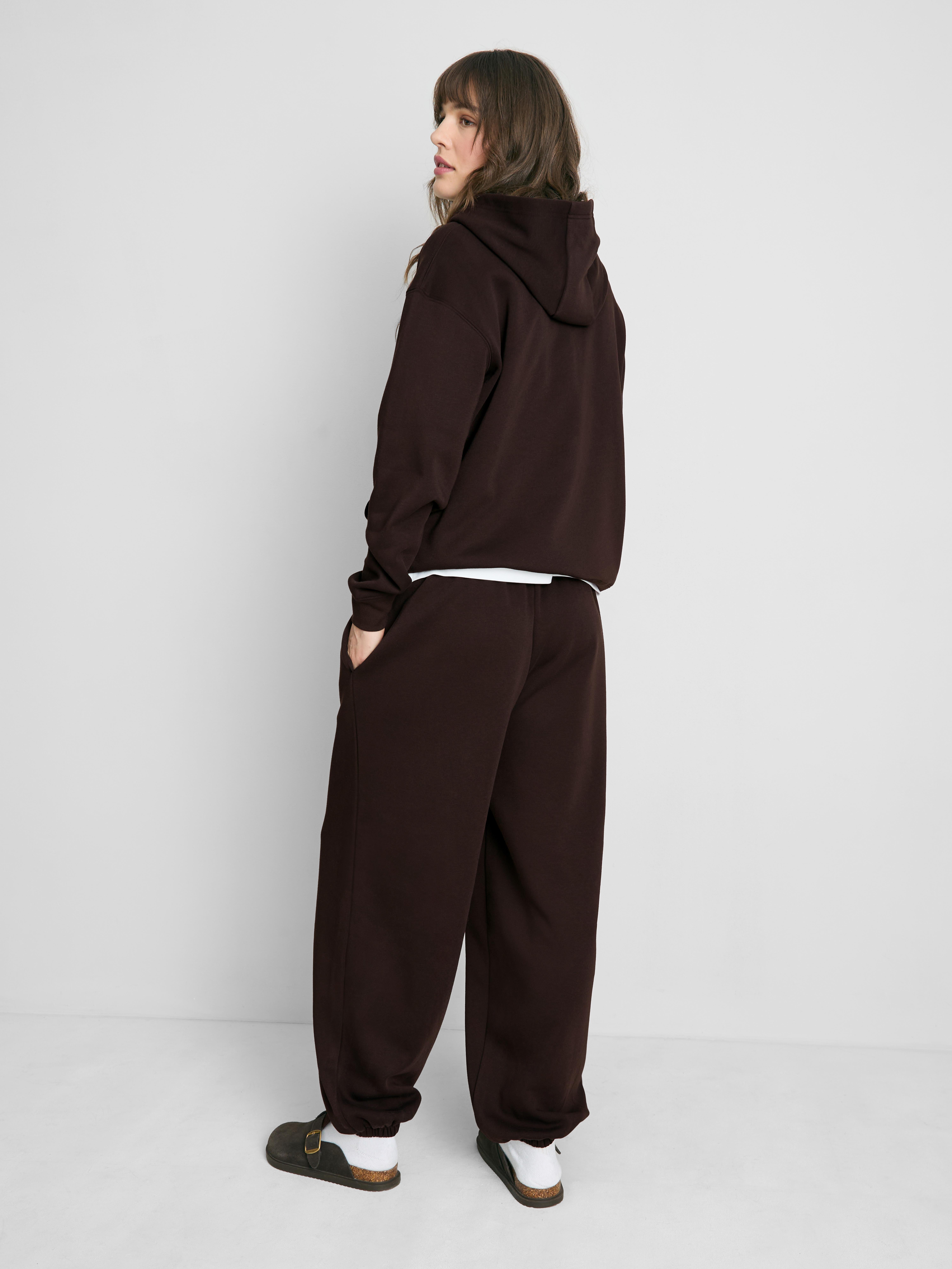 Cotton Blend Cuffed Joggers - Chocolate