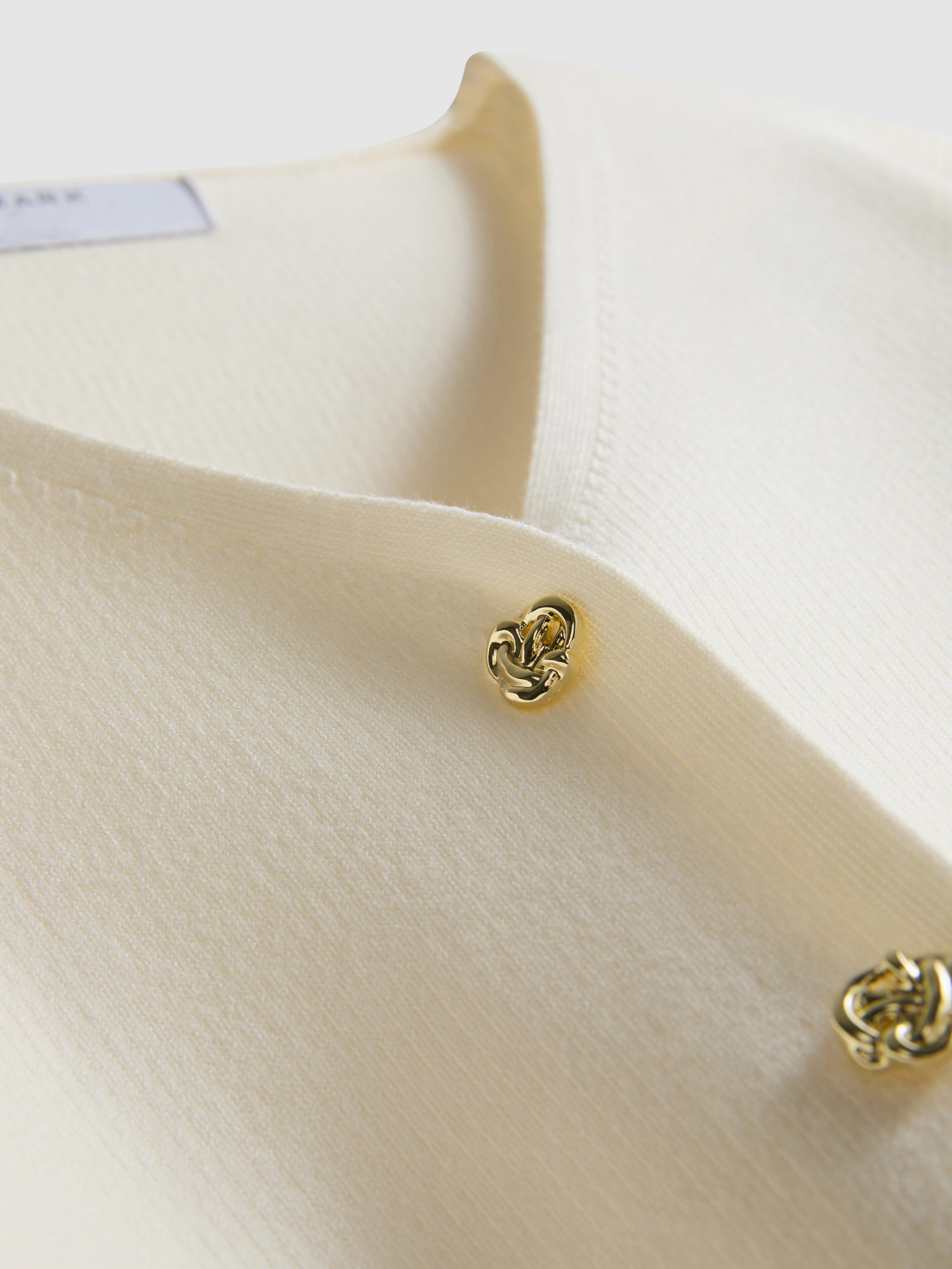 Statement Button Knitted Cardigan - Ivory