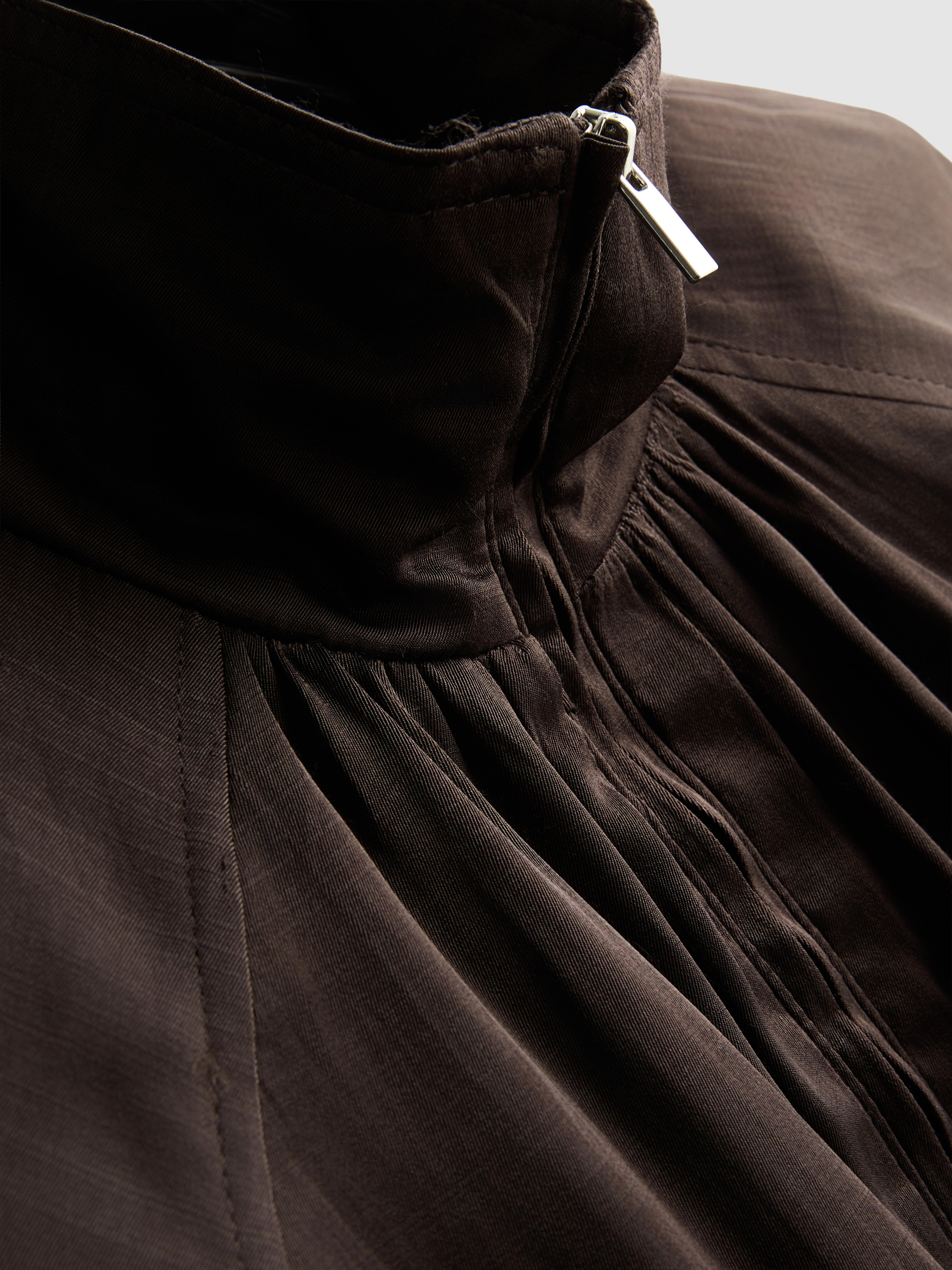 The Edit Satin Bomber Jacket - Chocolate