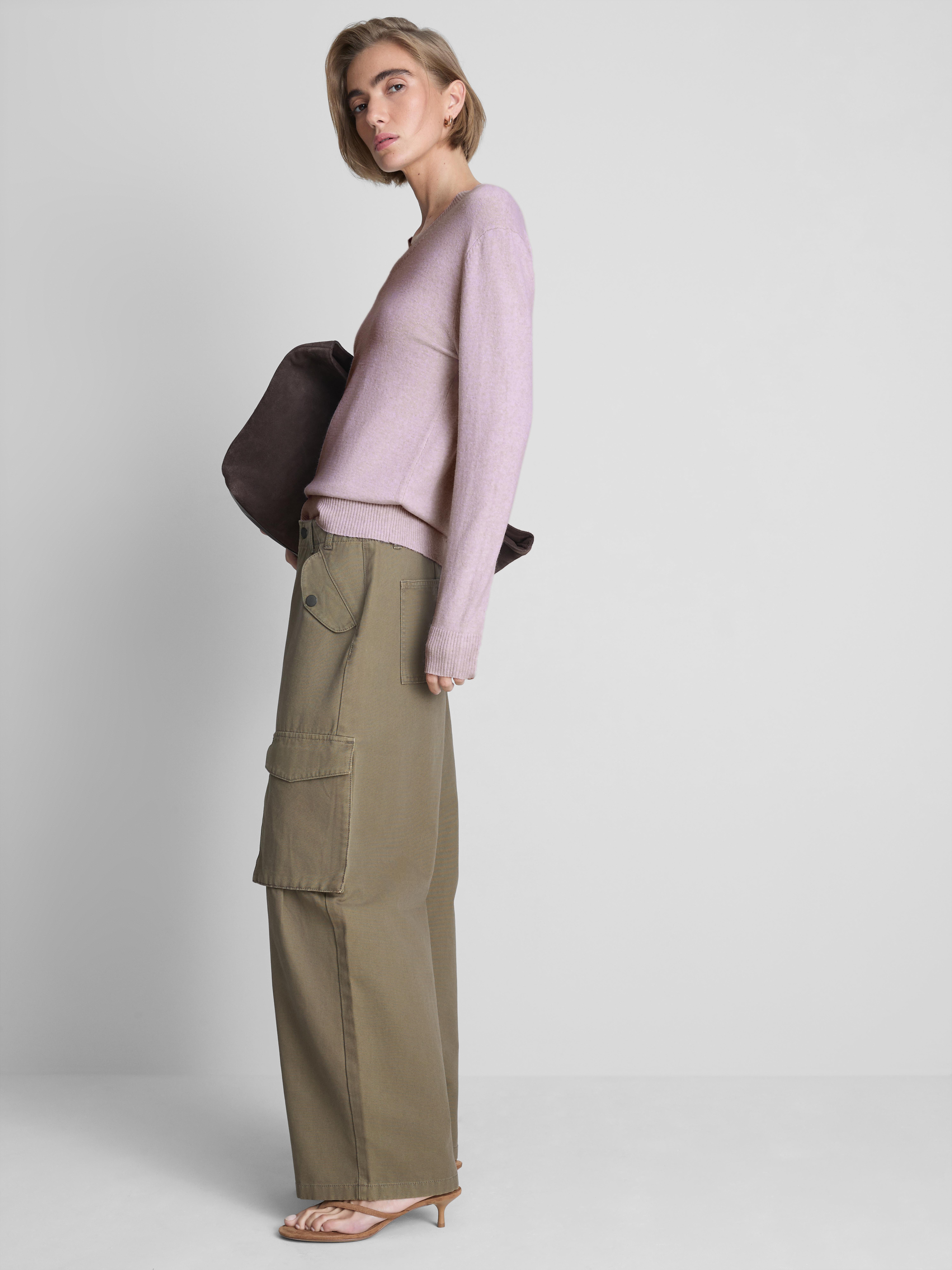 Knitted V-Neck Sweater - Lilac