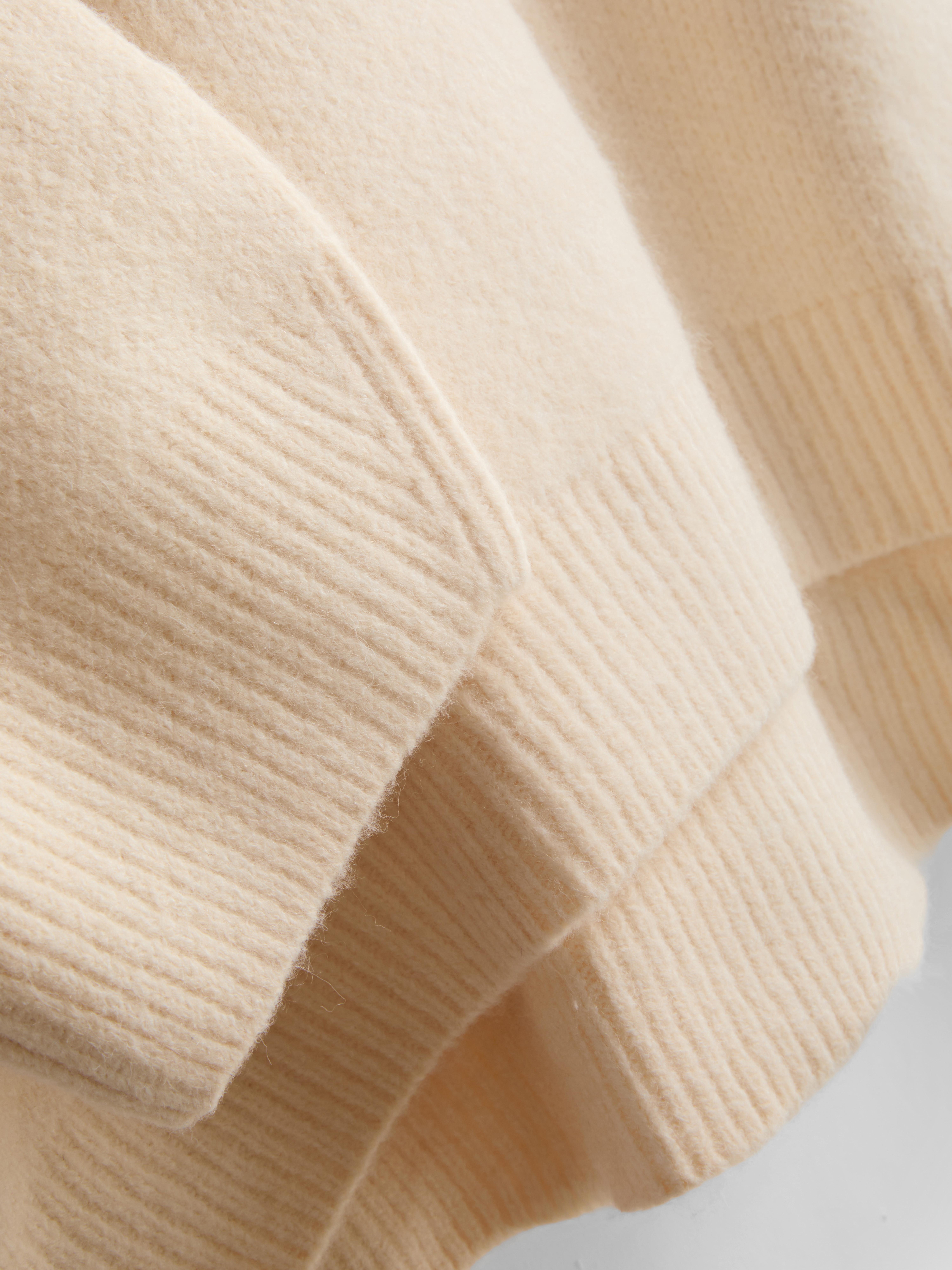 Wool Blend Oversized Crew Neck Sweater - Cream
