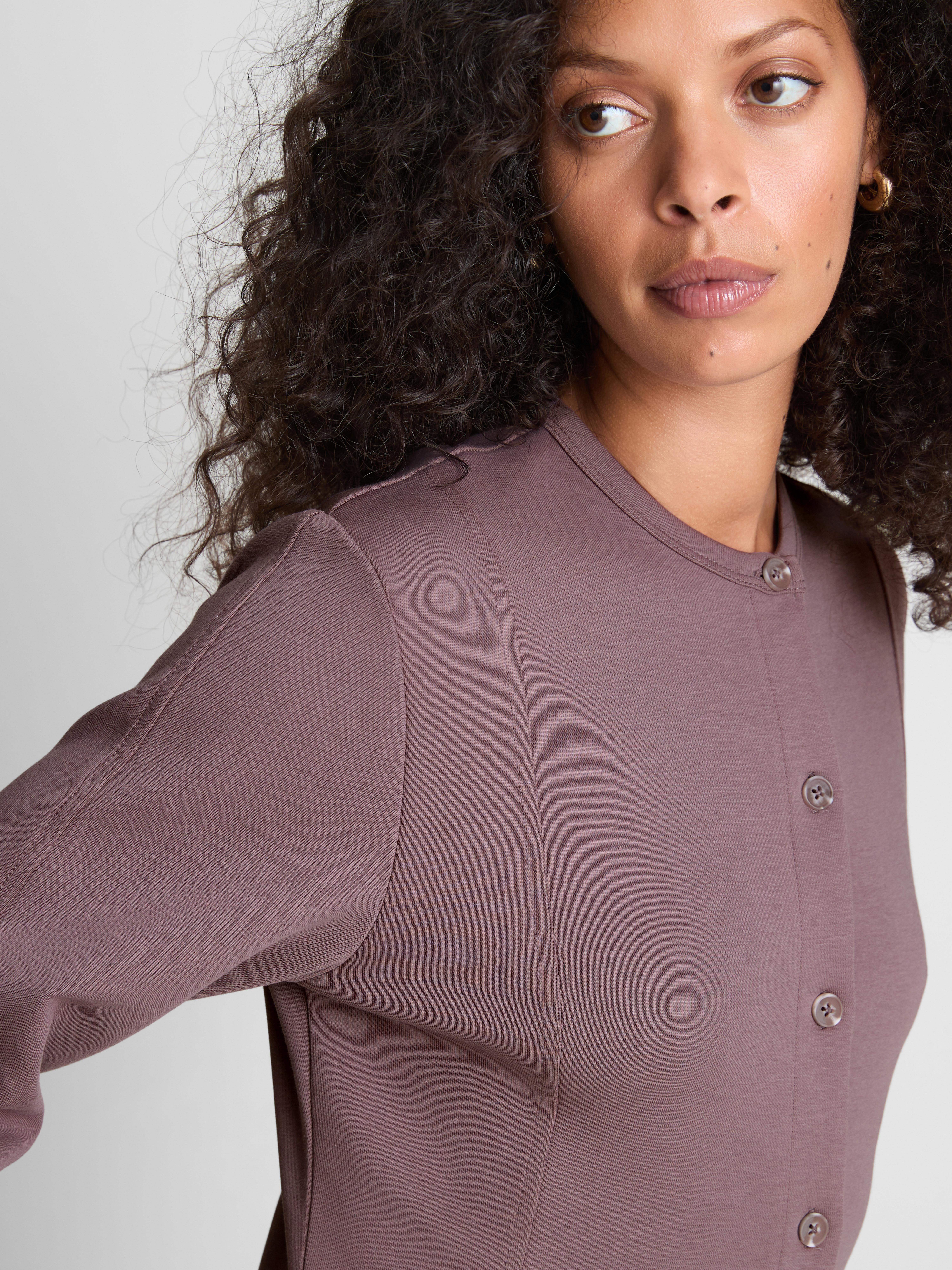 Paula Echevarría Structured Crew Neck Cardigan - Fig