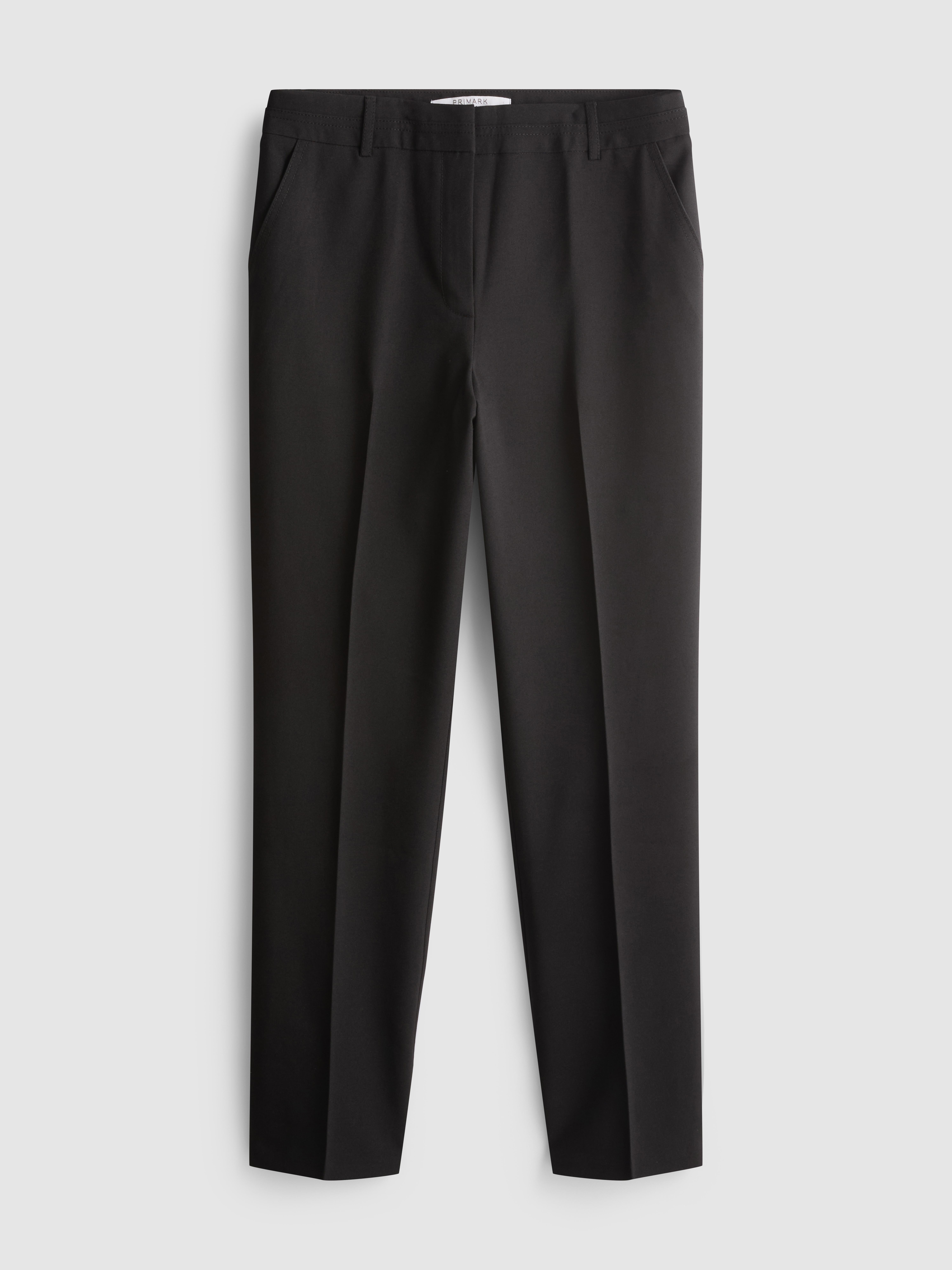 Mid Rise Pleated Stretch Pants - Black