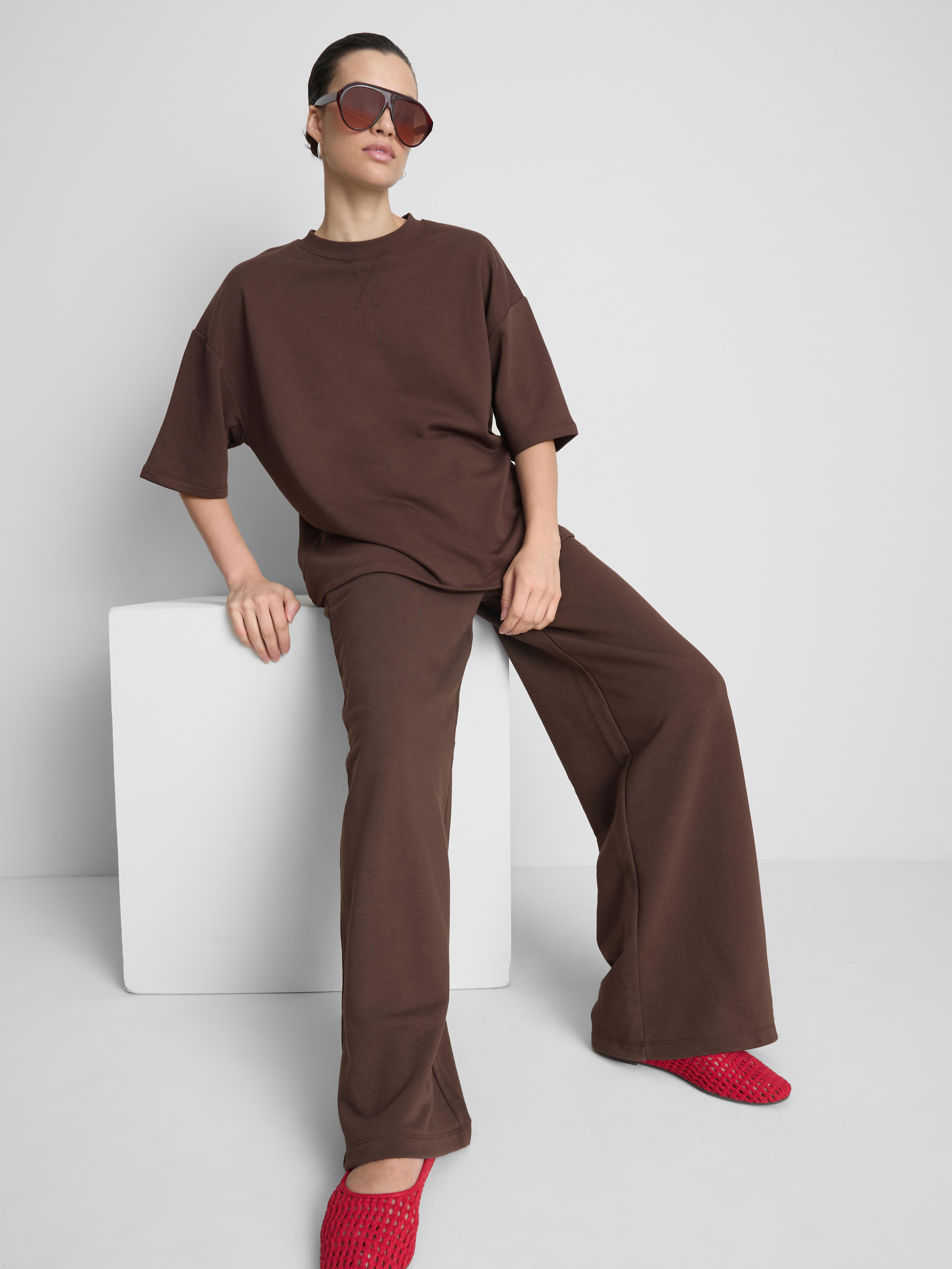 Wide-Leg Airport Tracksuit Bottoms - Chocolate
