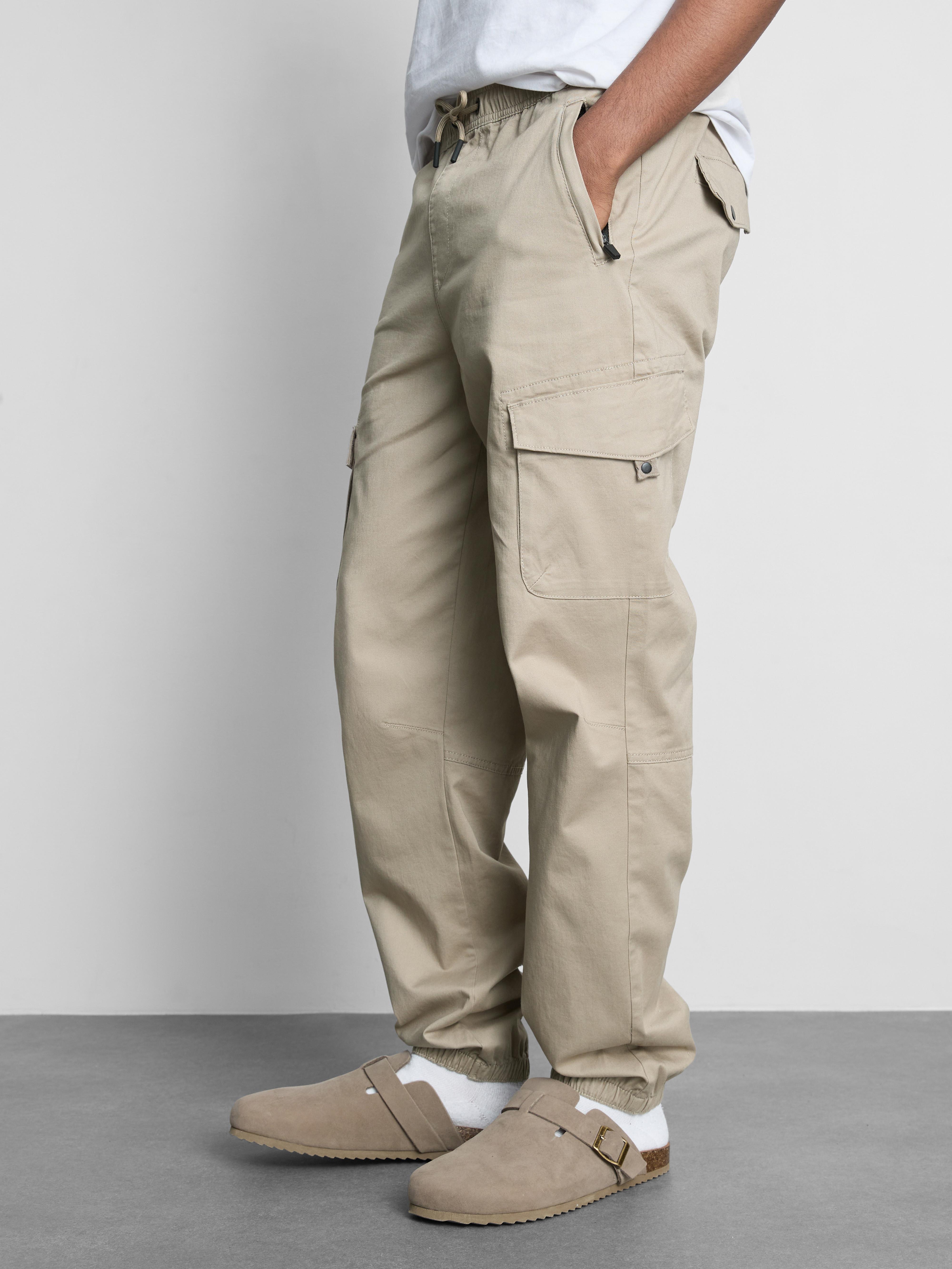 Cuffed Cargo Joggers - Stone