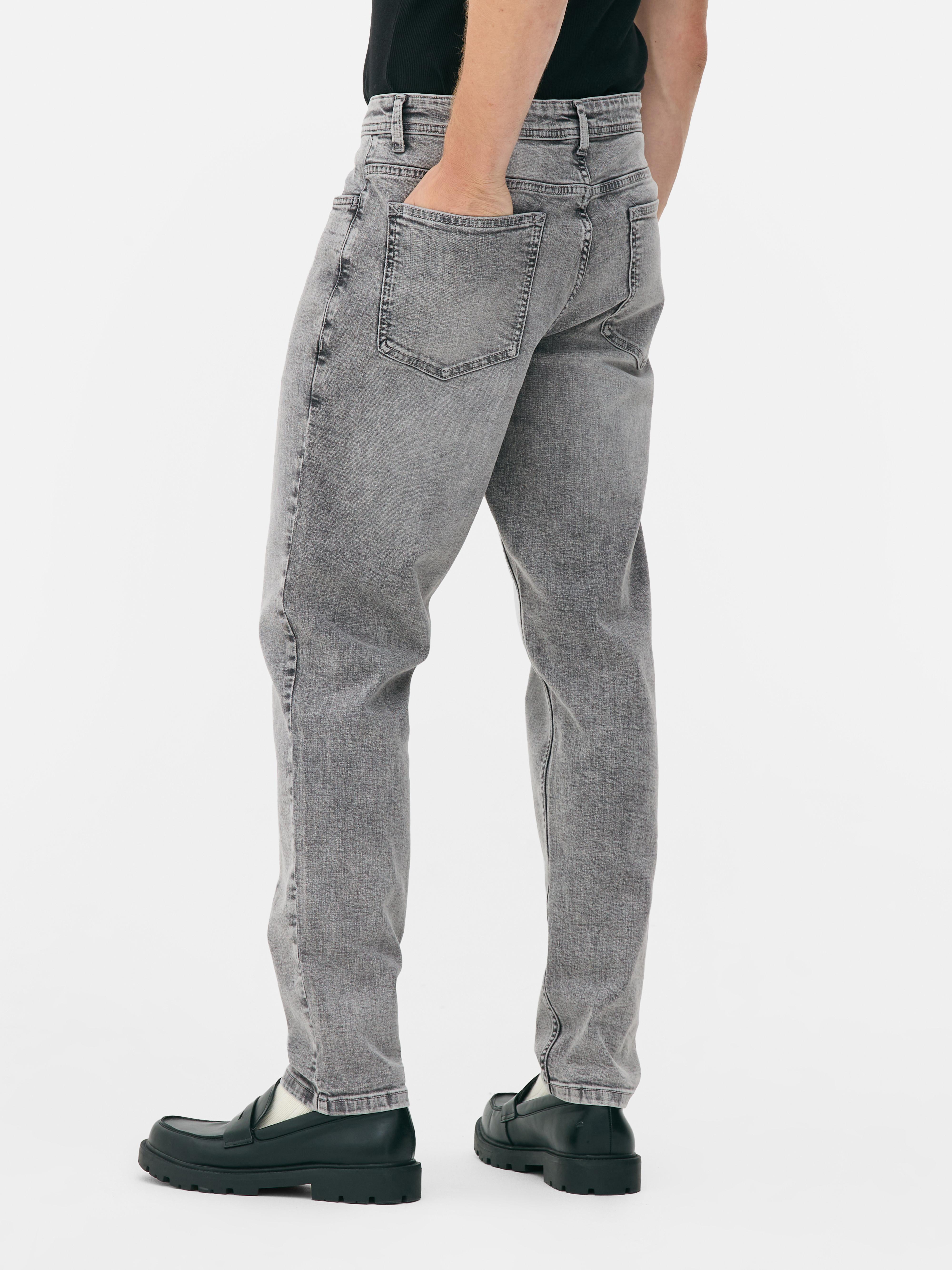 Mid-Rise Slim Fit Jeans - Gray