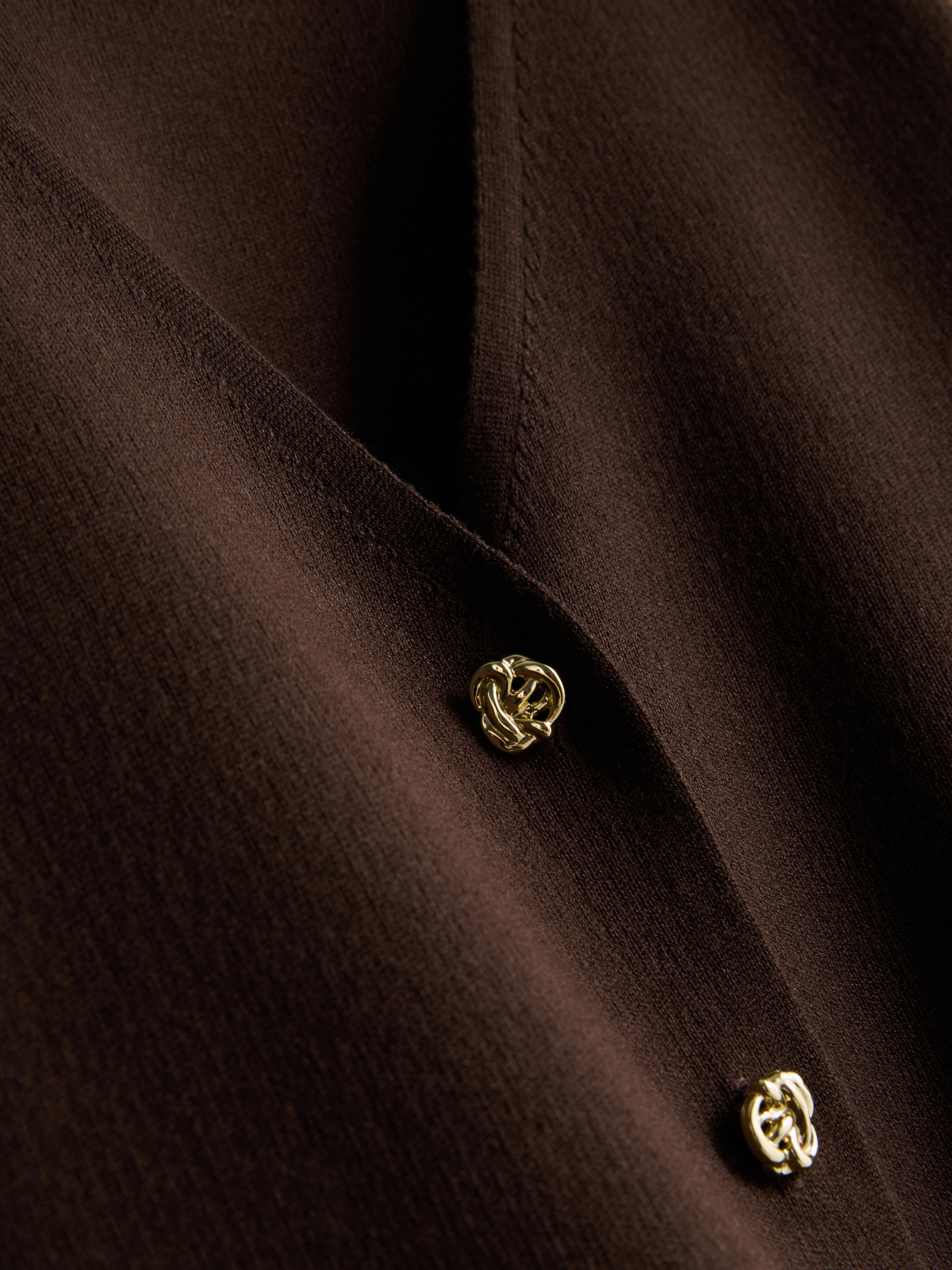 Statement Button Knitted Cardigan - Chocolate