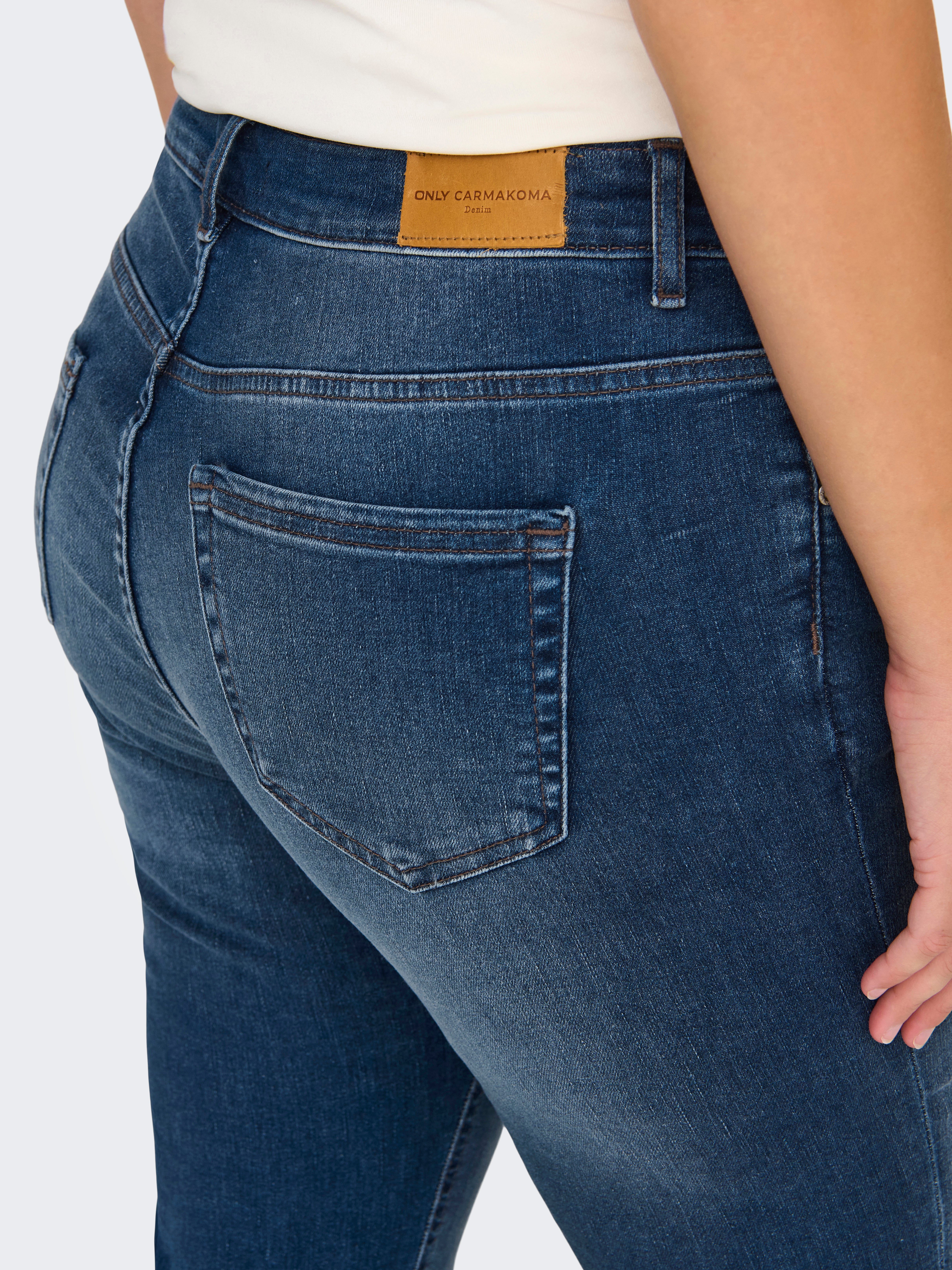 CARWILLY High waist Flared Fit Jeans Dark Blue Denim