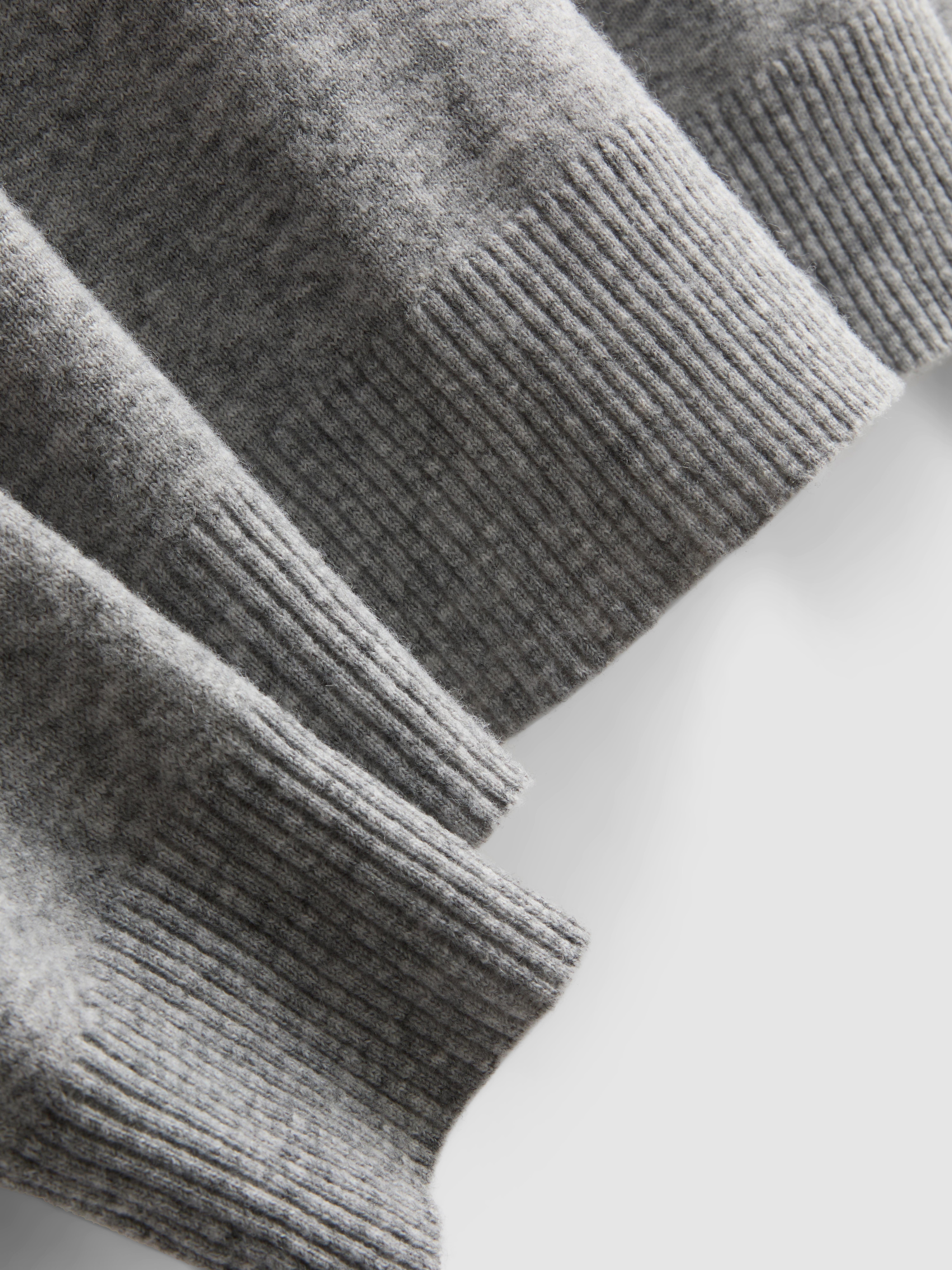 Knitted V-Neck Sweater - Gray
