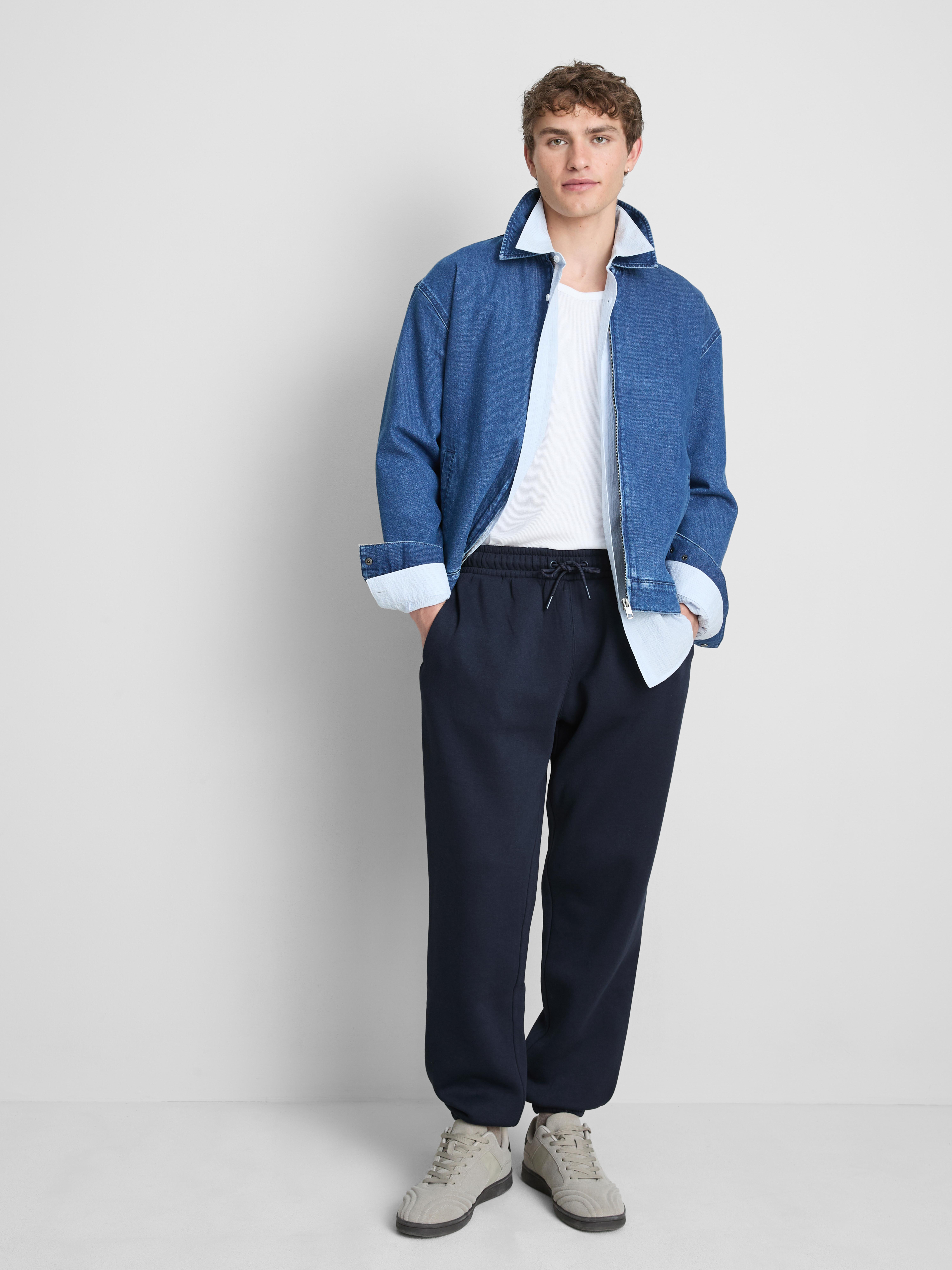 Stretch Waist Cuffed Joggers - Navy