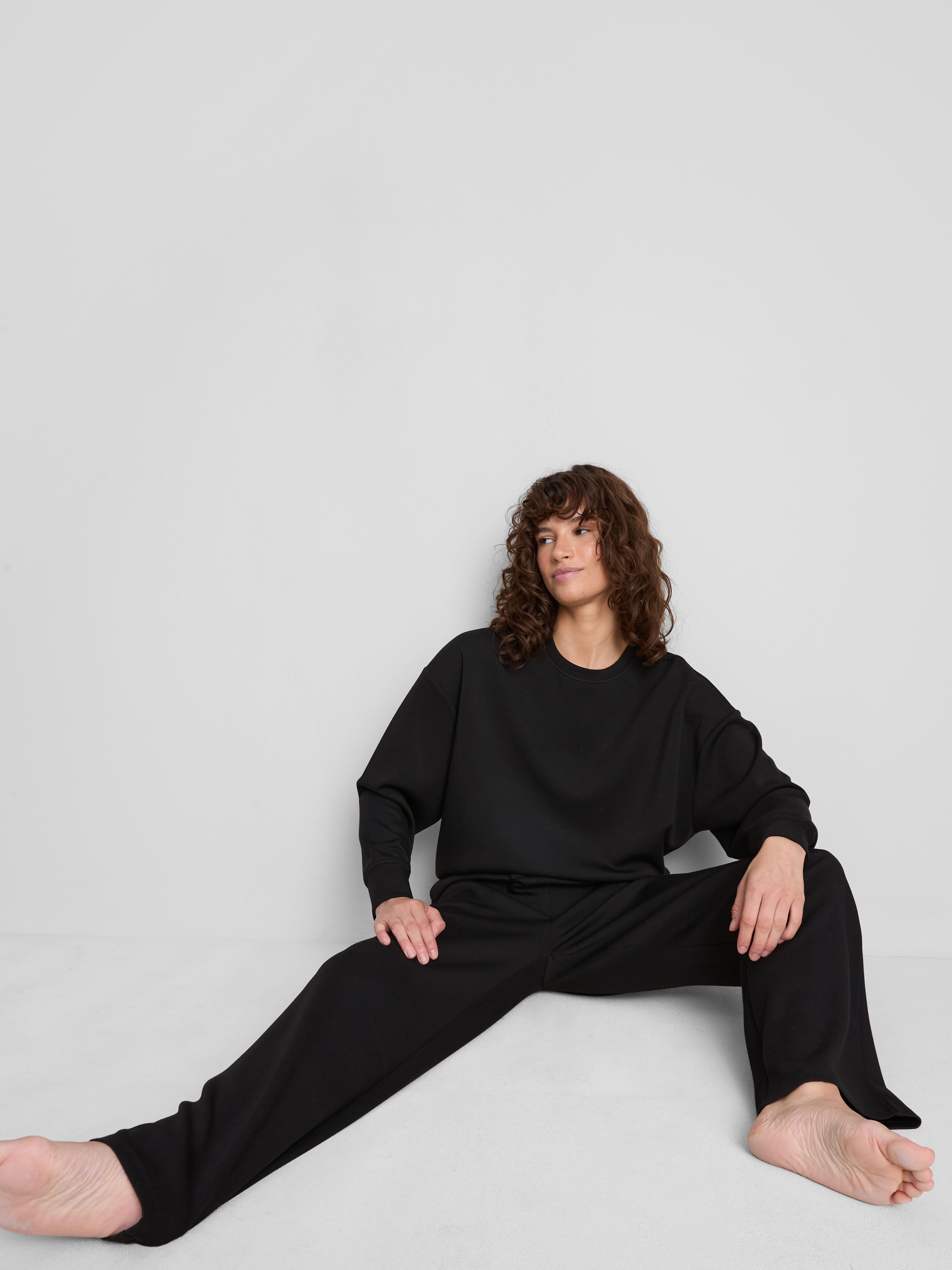 Modal-Blend Crewneck Sweatshirt - Black