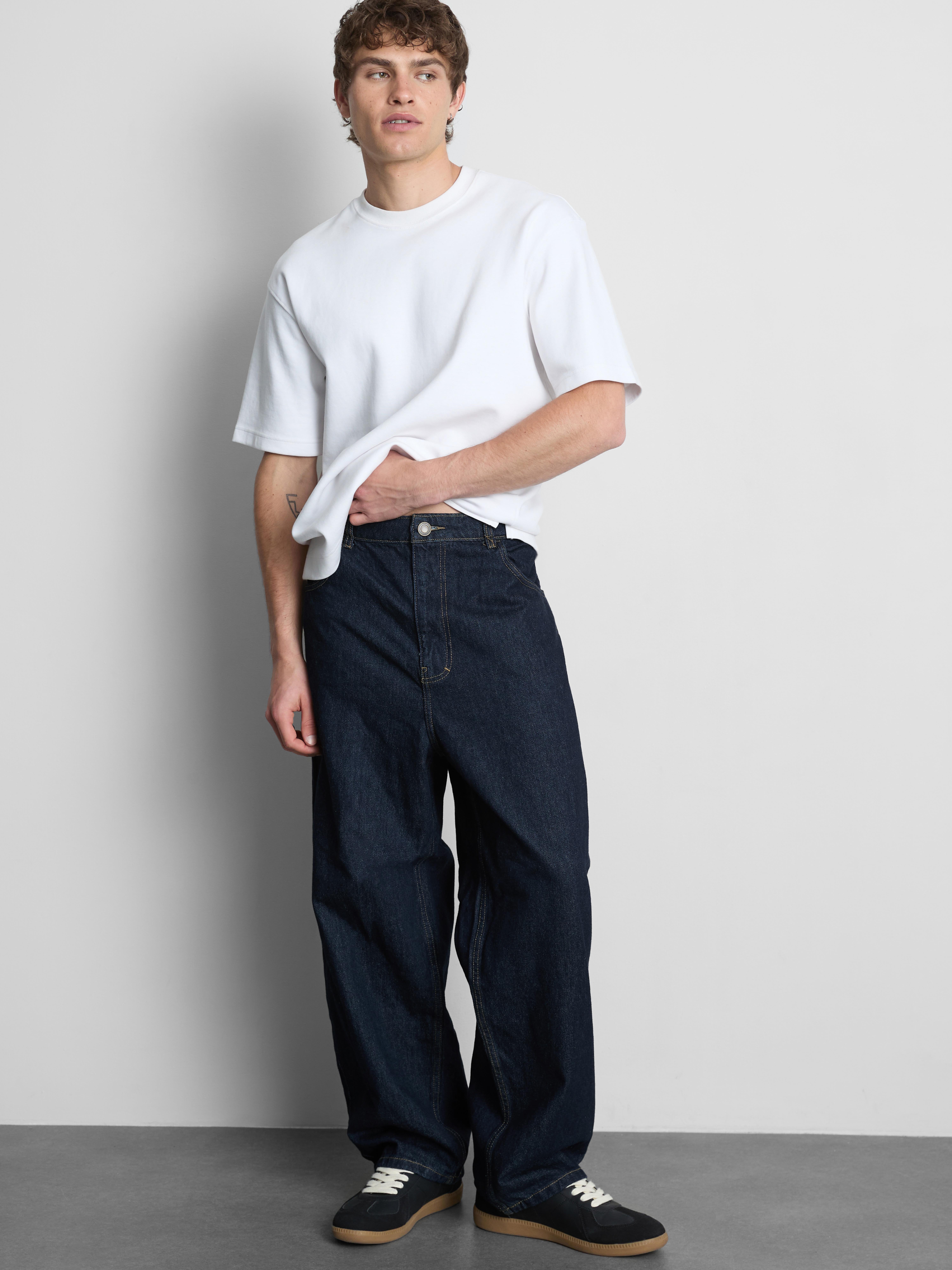 Mid-Rise Baggy Jeans - Indigo