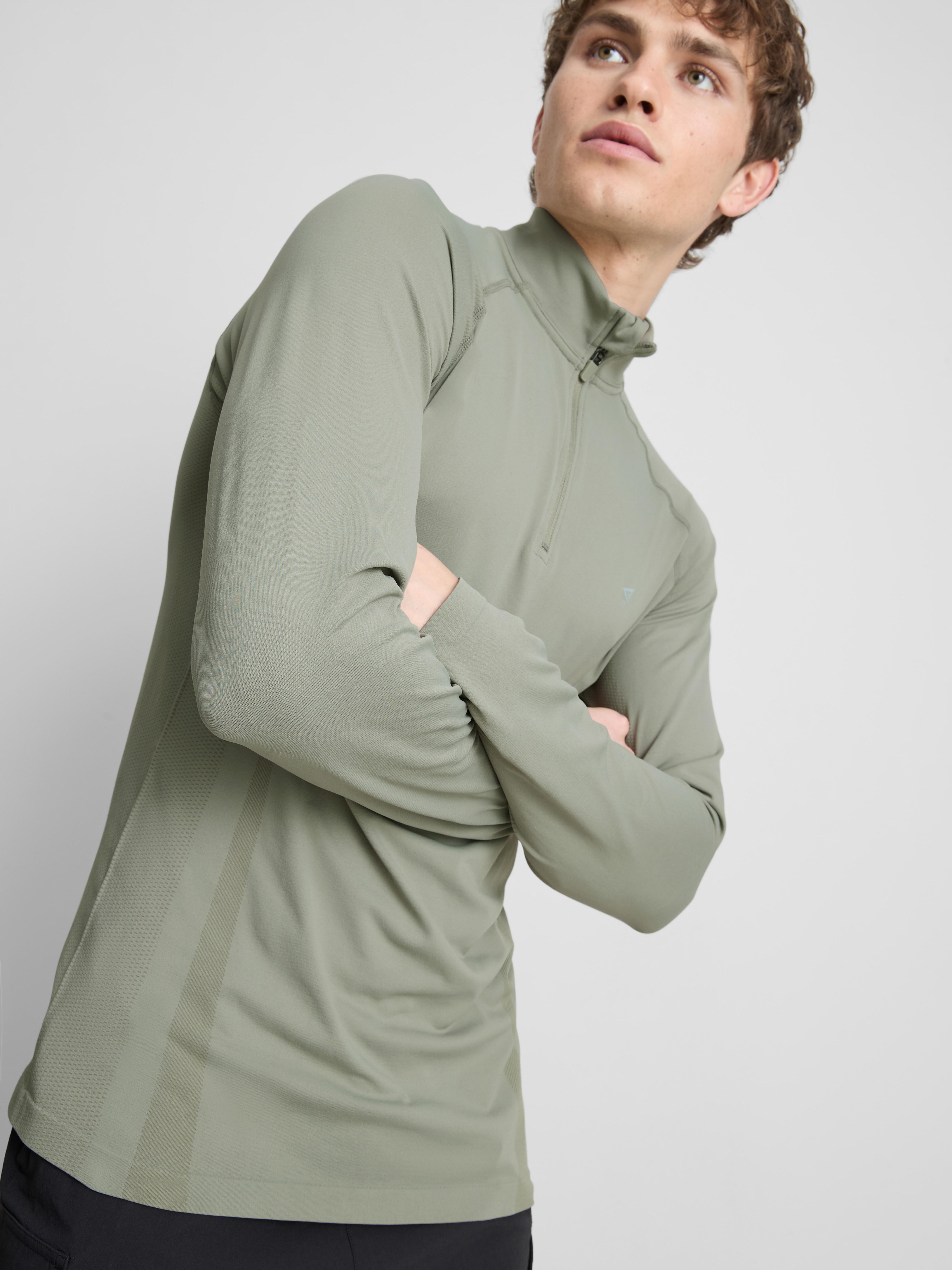 Quarter Zip Gym Top - Light Green