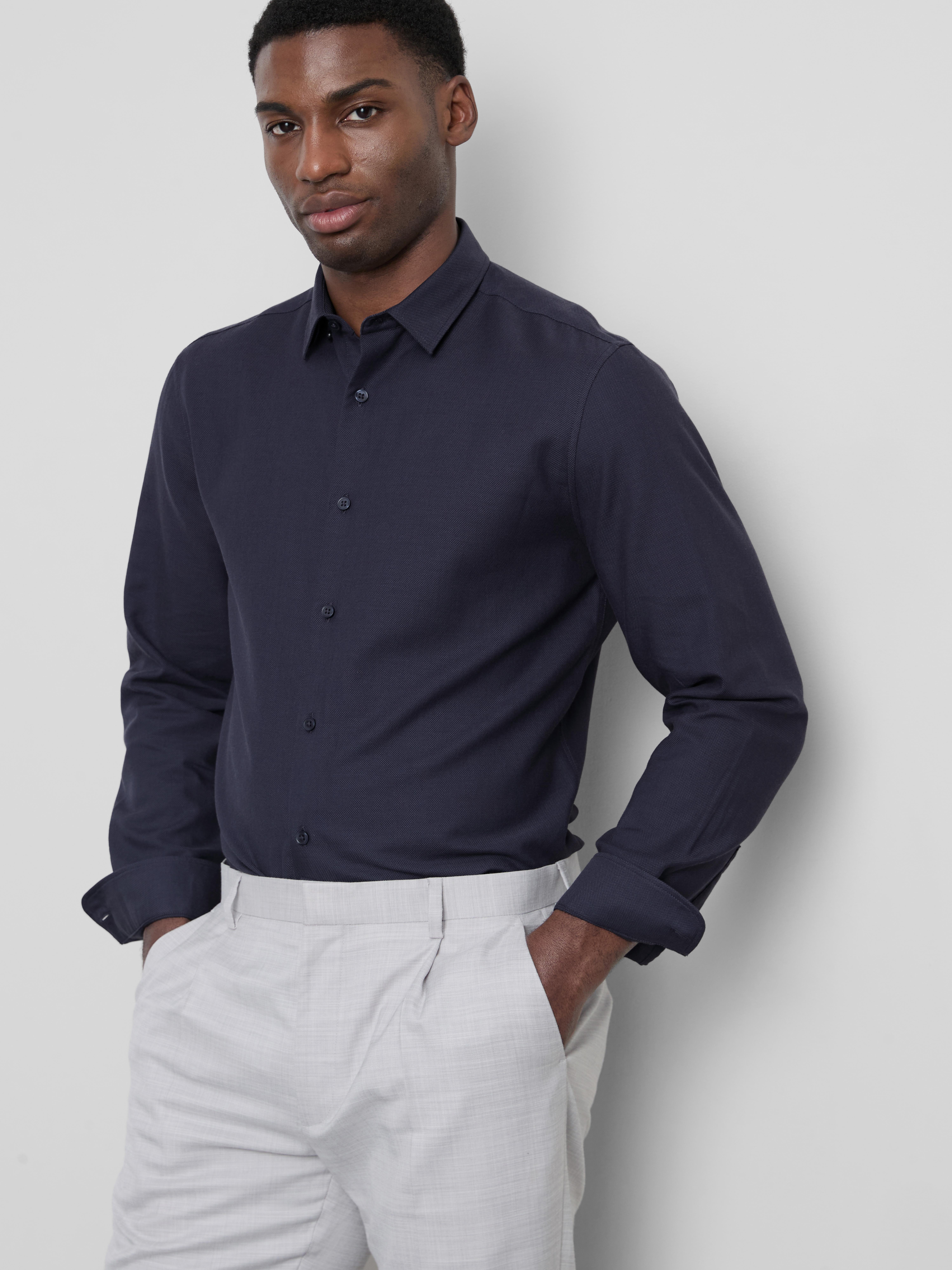 Textured Oxford Shirt - Navy