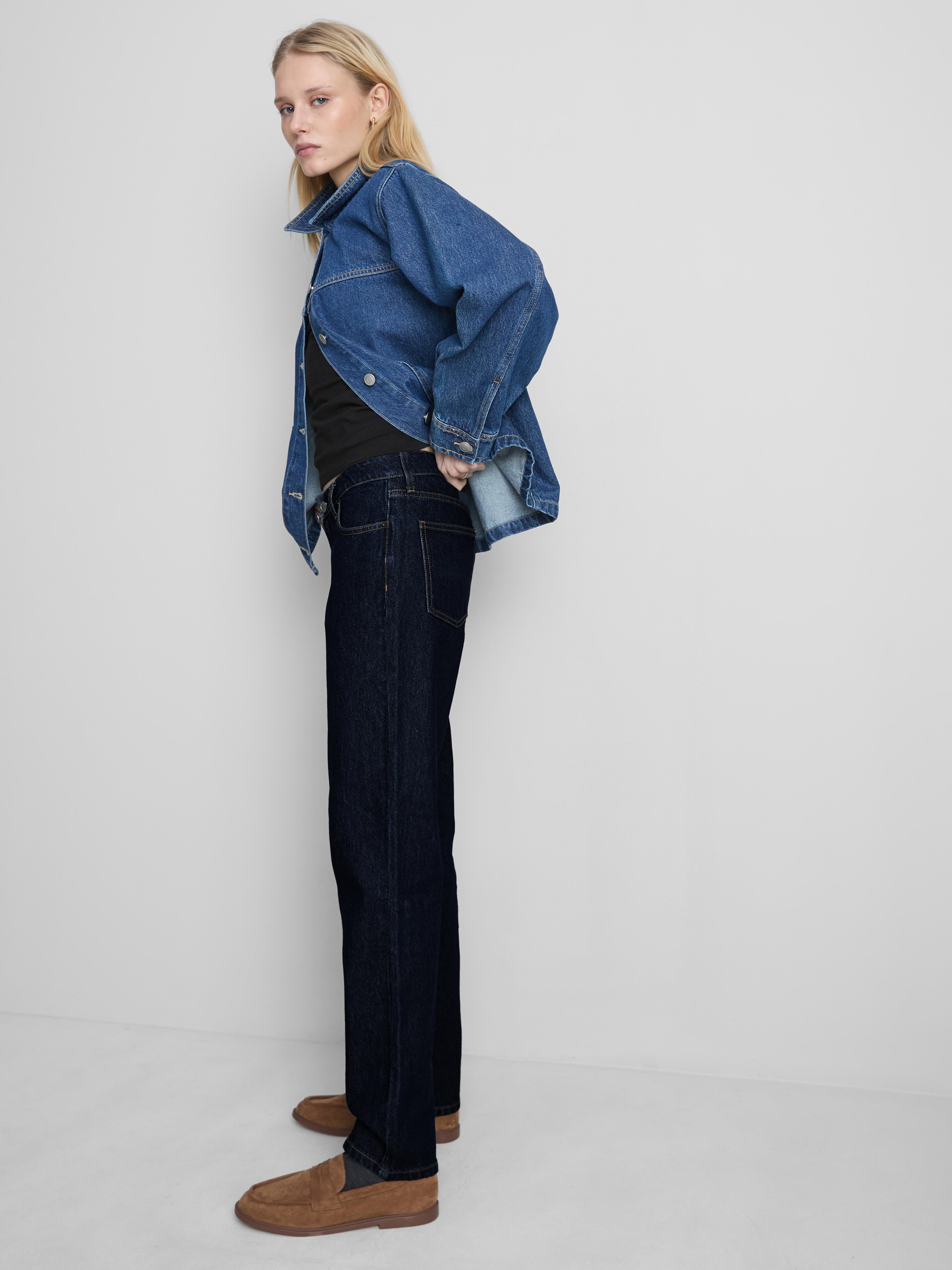 Mid-Rise Cotton Denim Straight-Leg Jeans - Indigo