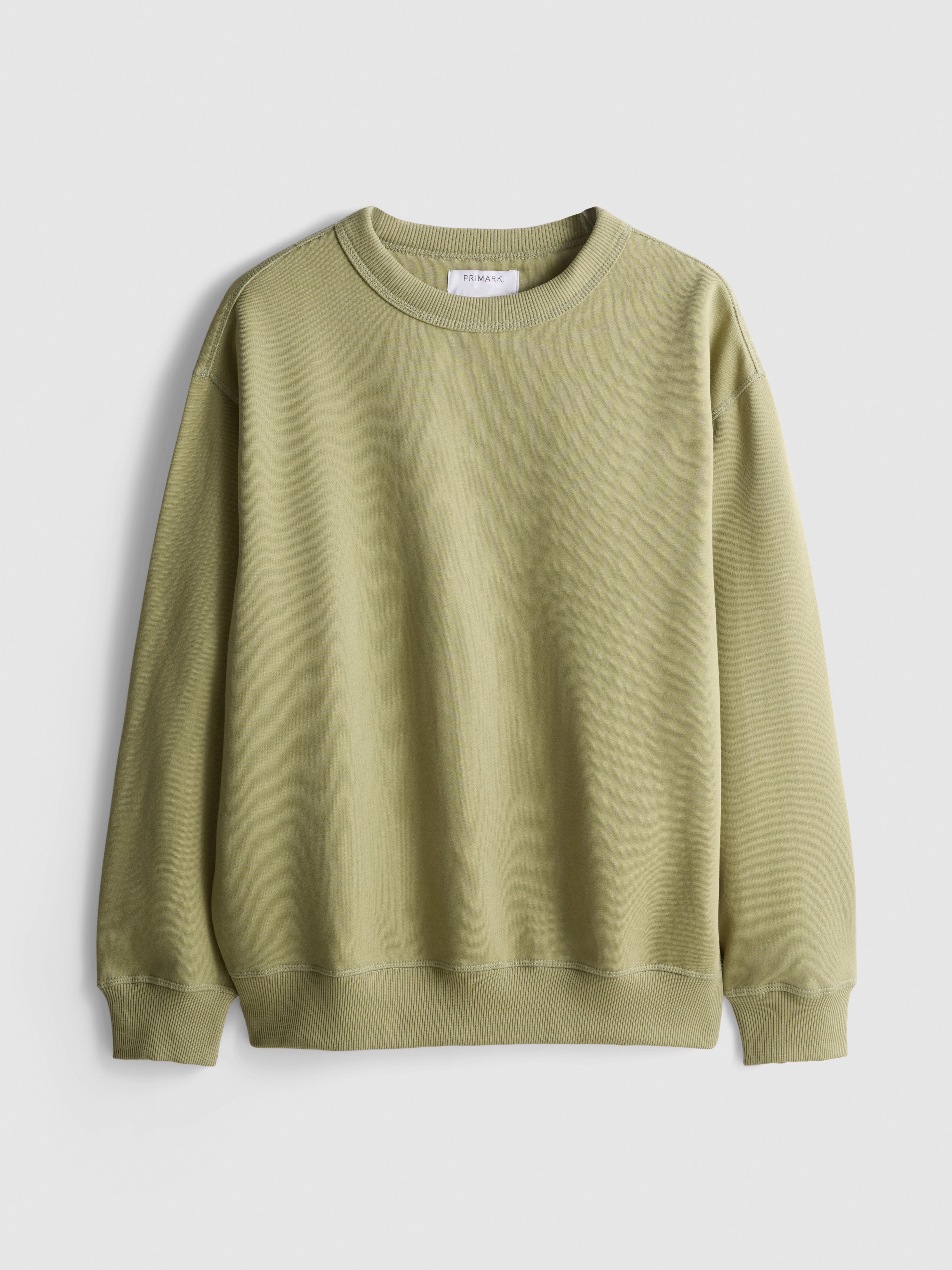 Cotton Rich Oversized Crew Neck Sweatshirt - Green