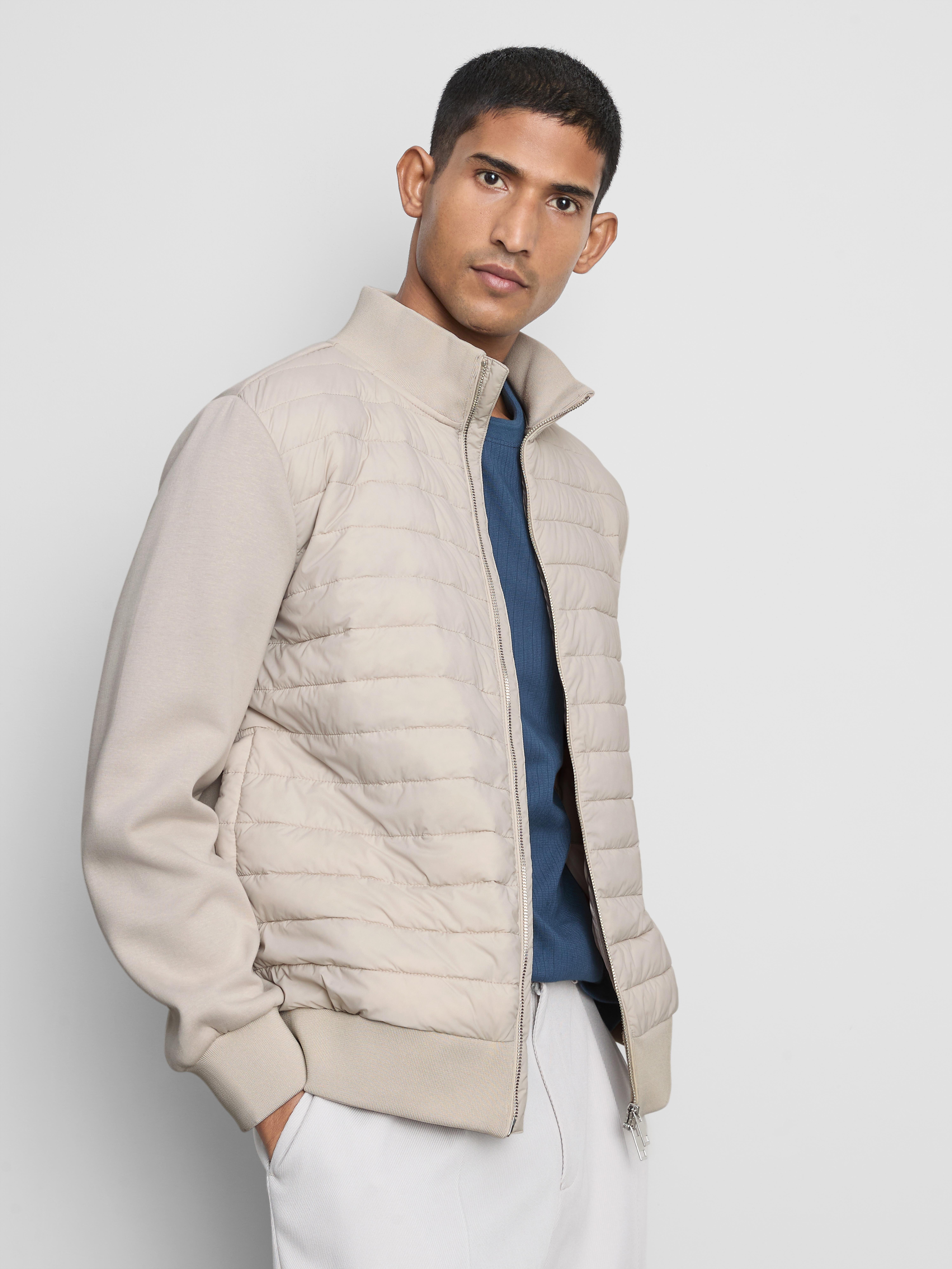The Edit Quilted Panel Jacket - Stone