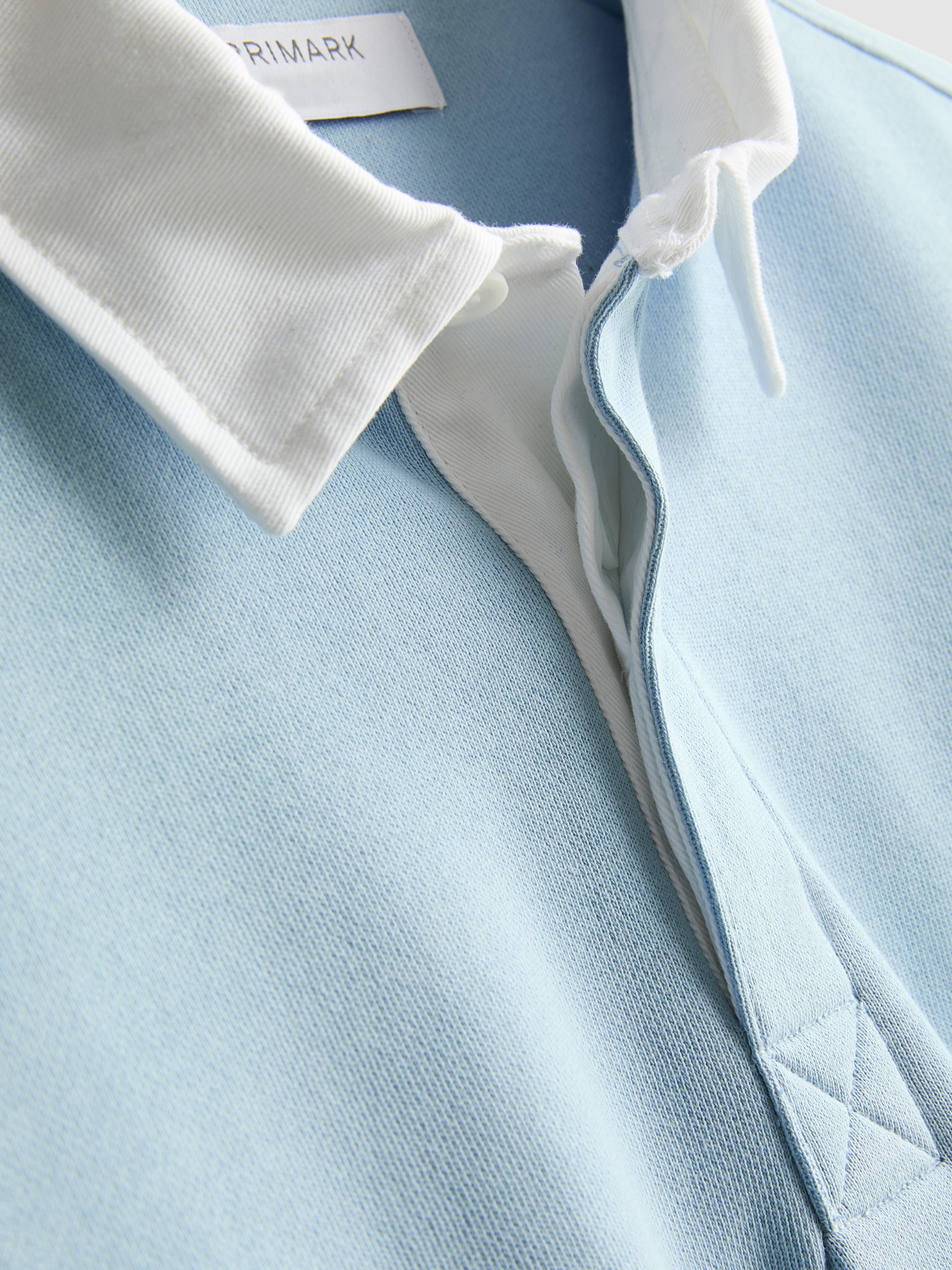Cotton-Rich Oversized Collared Shirt - Light Blue