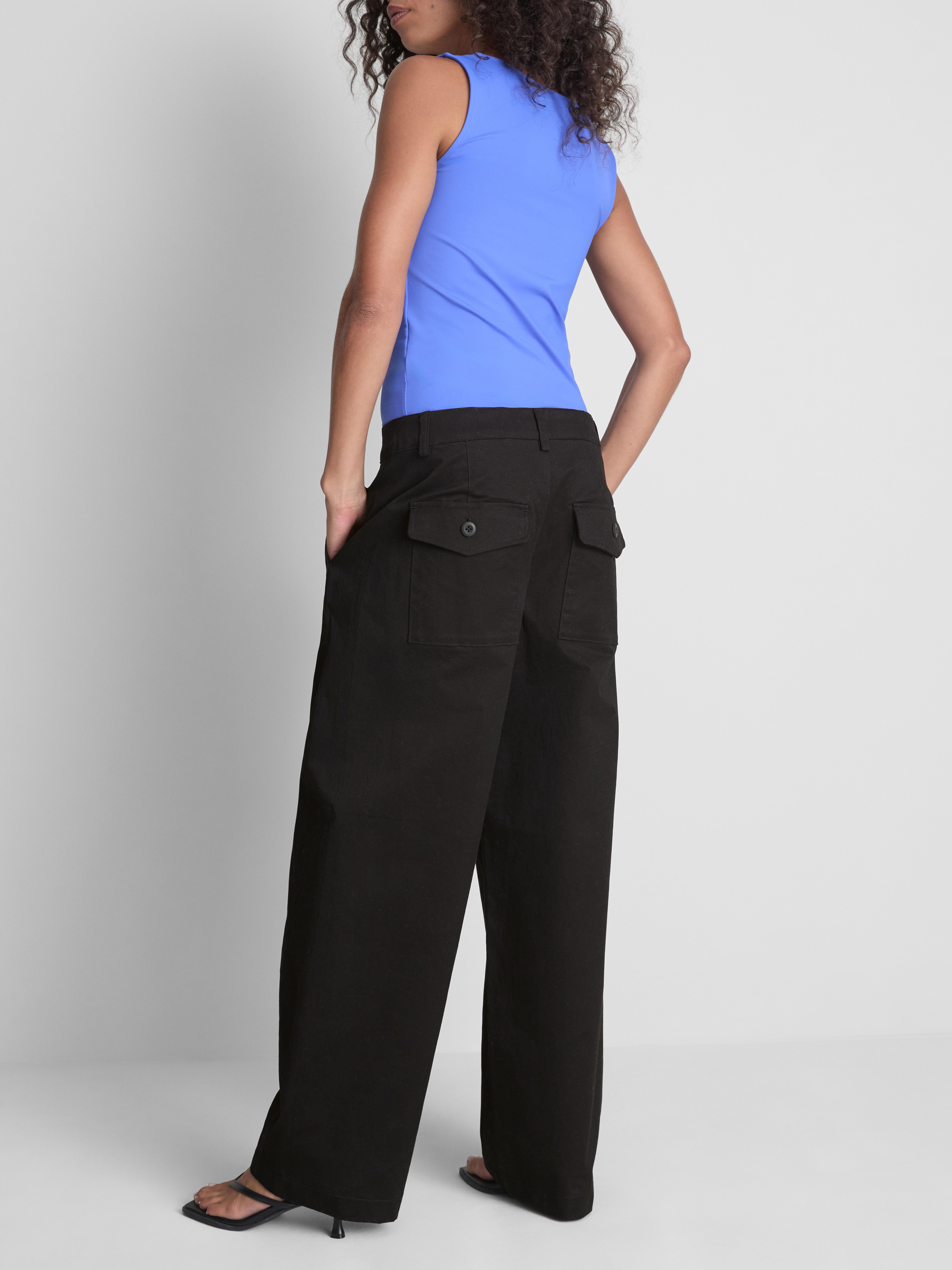 Cotton-Rich Barrel-Leg Utility Pants - Black