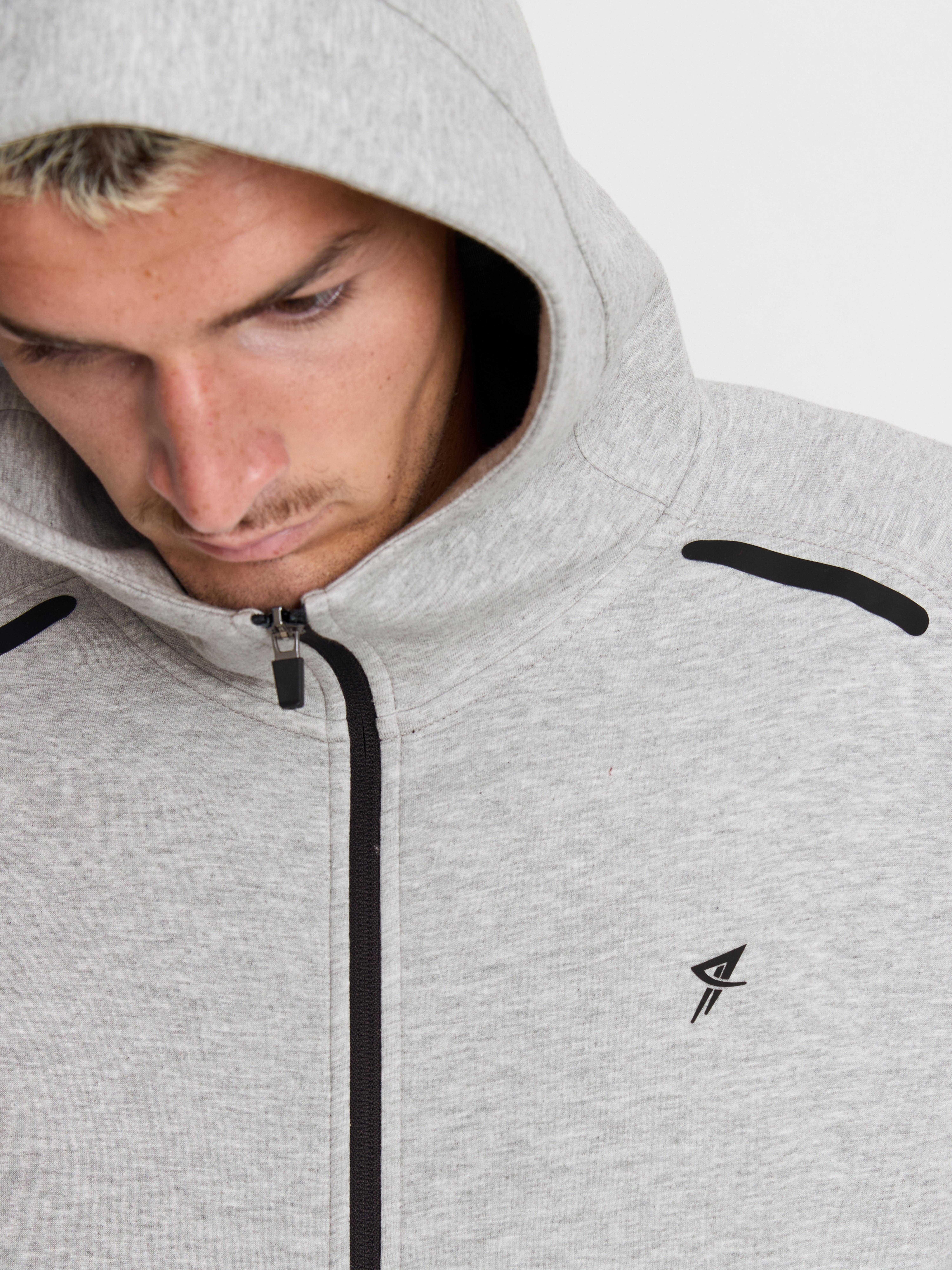 Zip-Up Gym Hoodie - Gray Heather