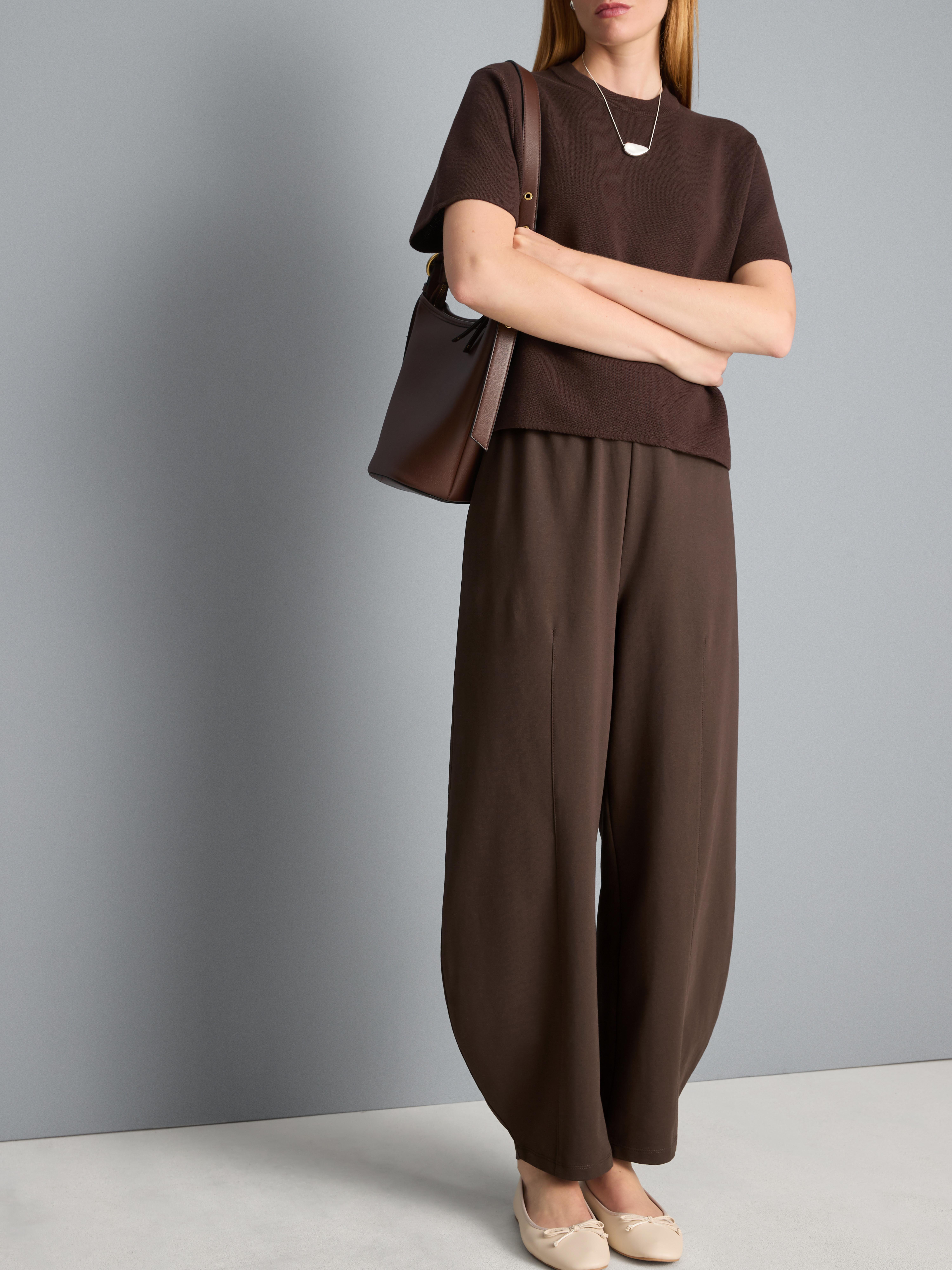 Cotton Rich Barrel Leg Joggers - Chocolate