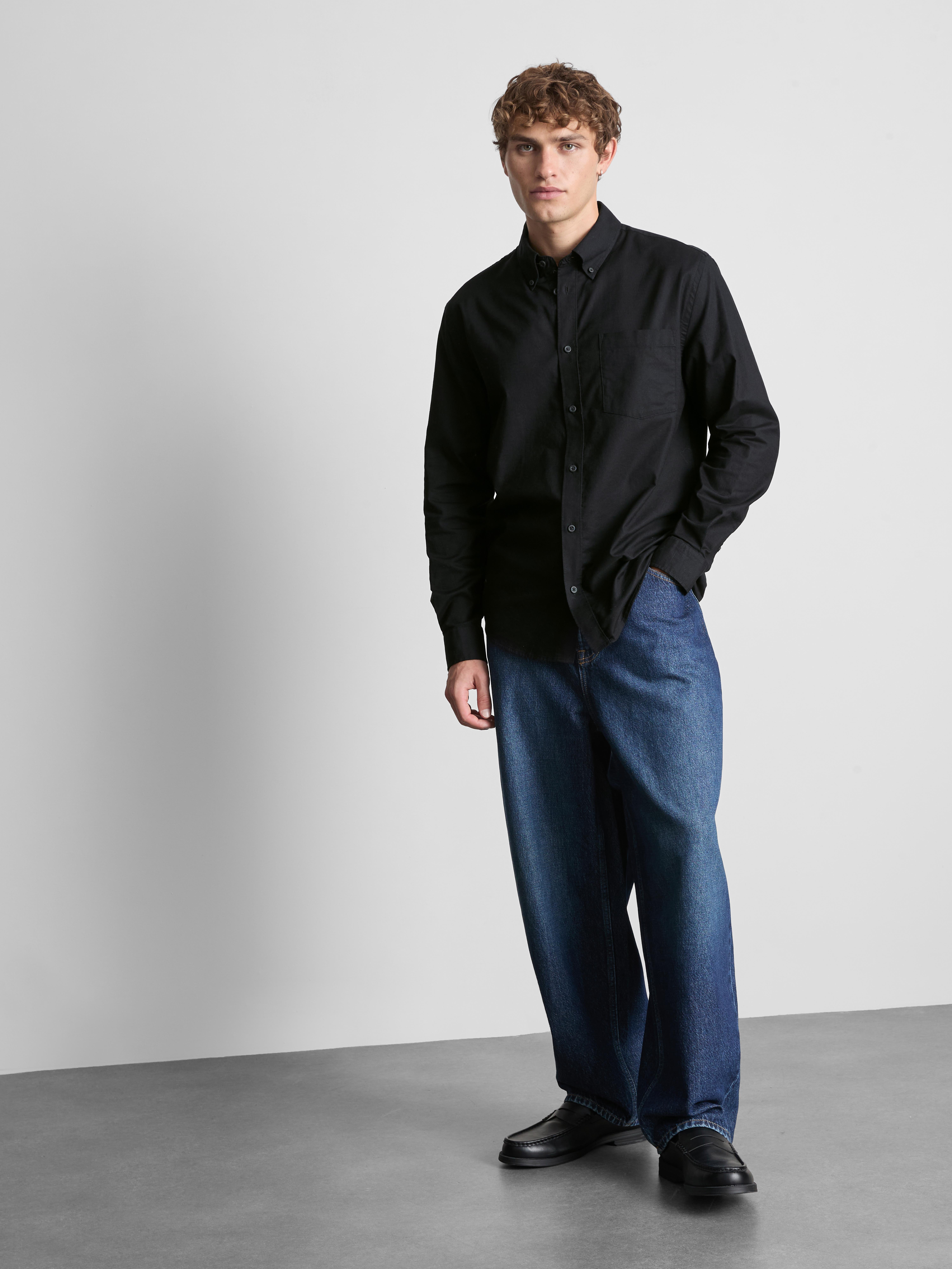 Pure Cotton Regular Fit Oxford Shirt - Black