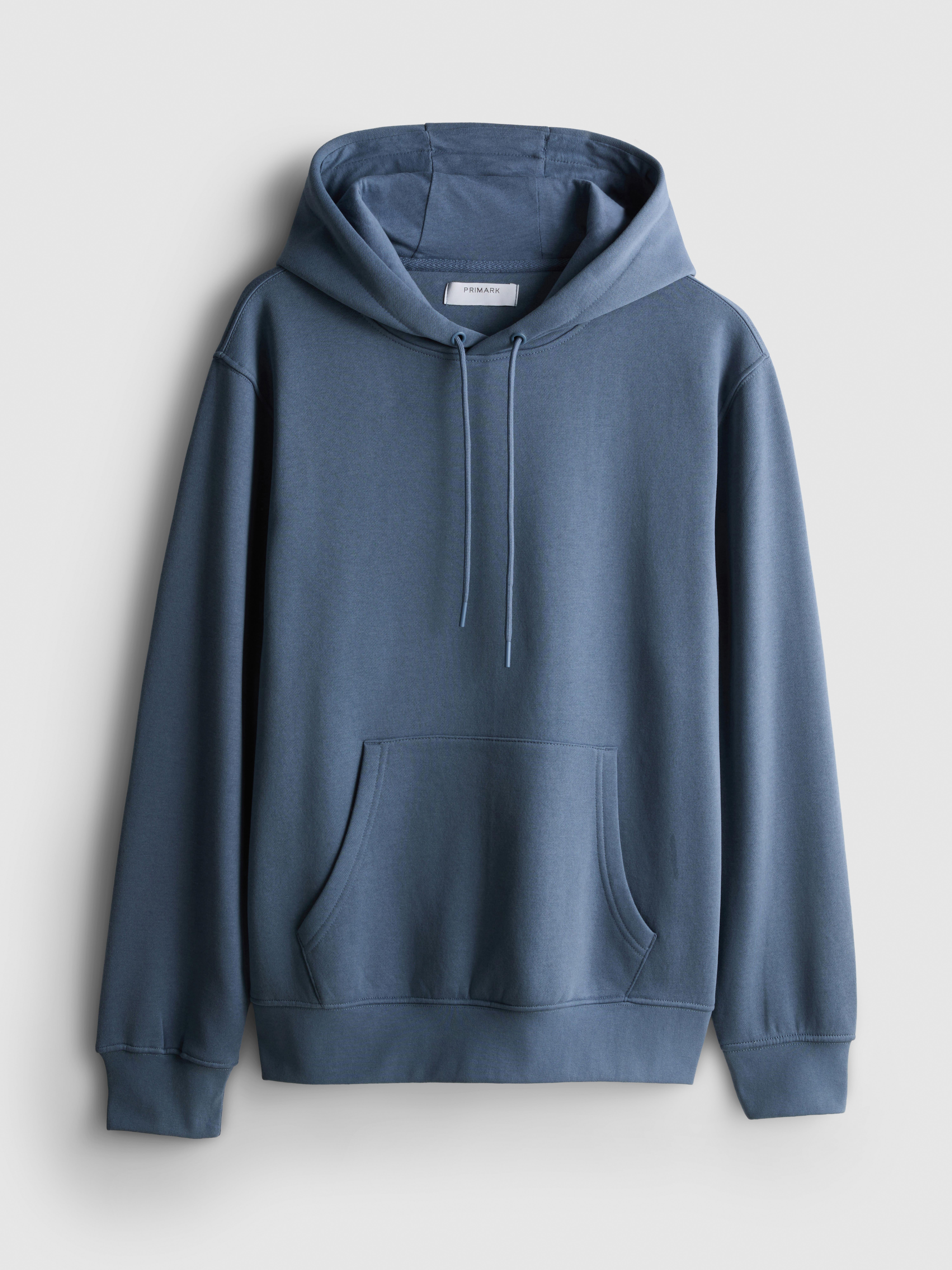 Cotton Blend Overhead Hoodie - Blue