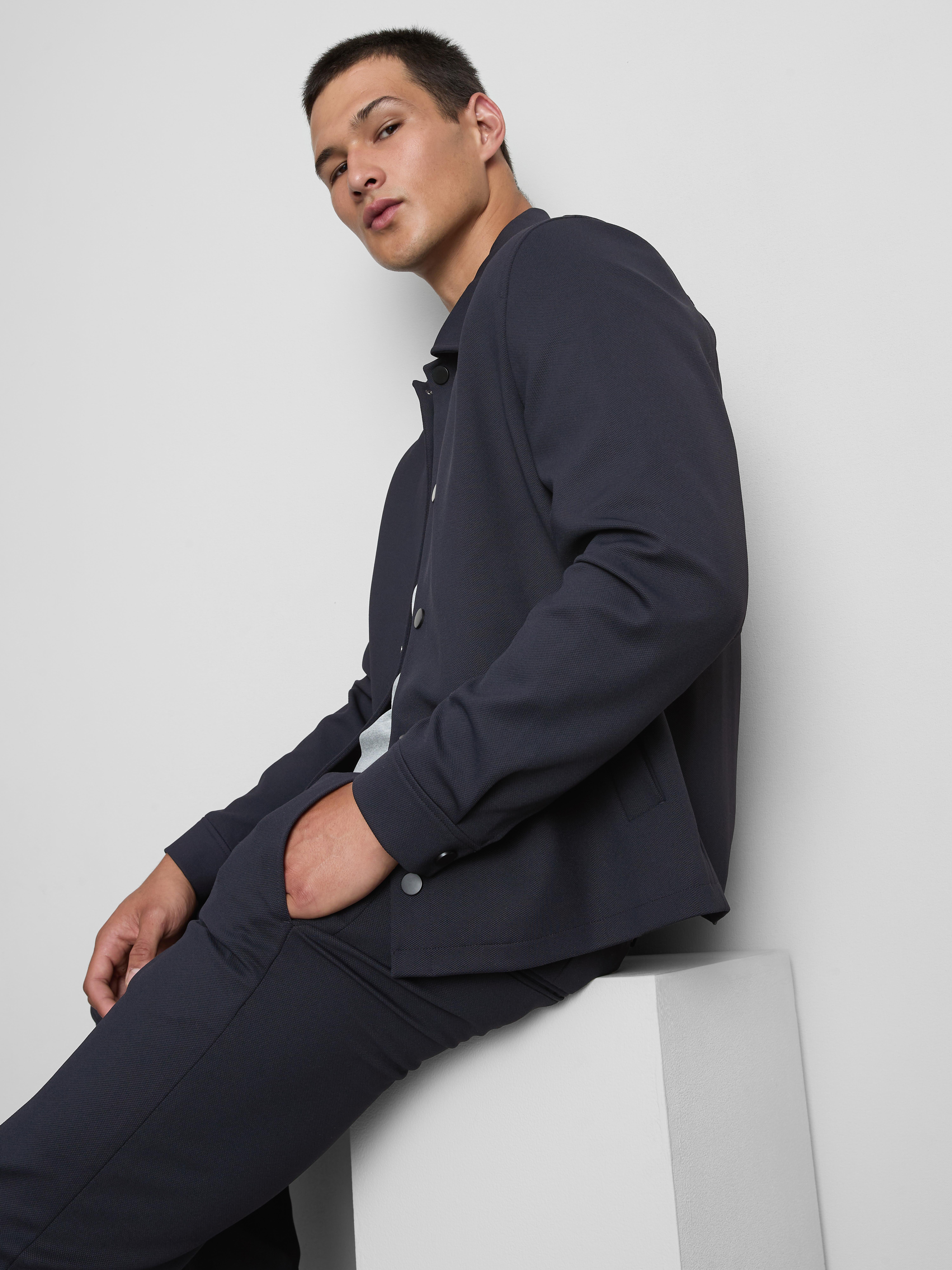 The Edit Regular Fit Collared Jacket - Navy