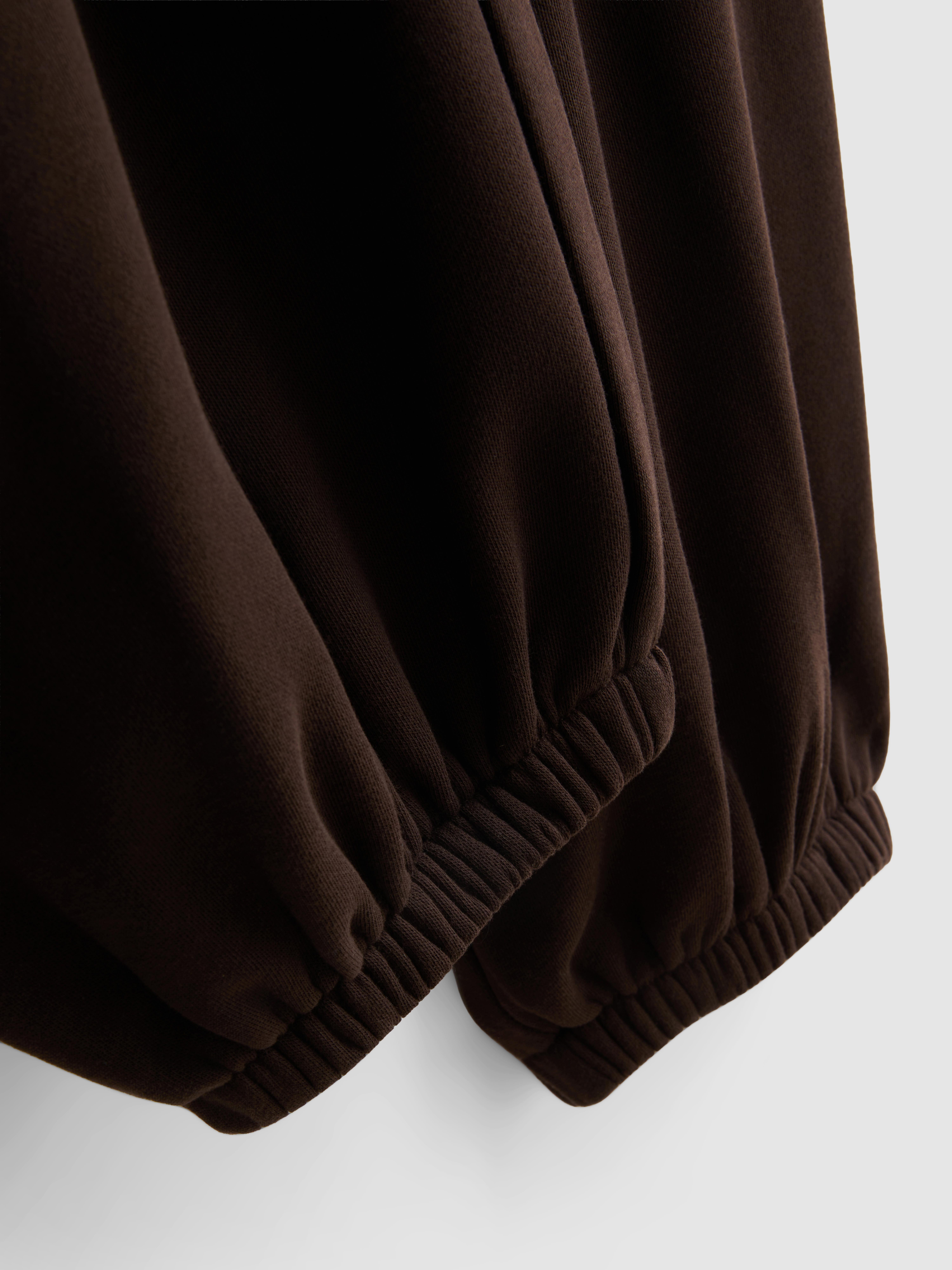 Cotton Blend Cuffed Joggers - Chocolate