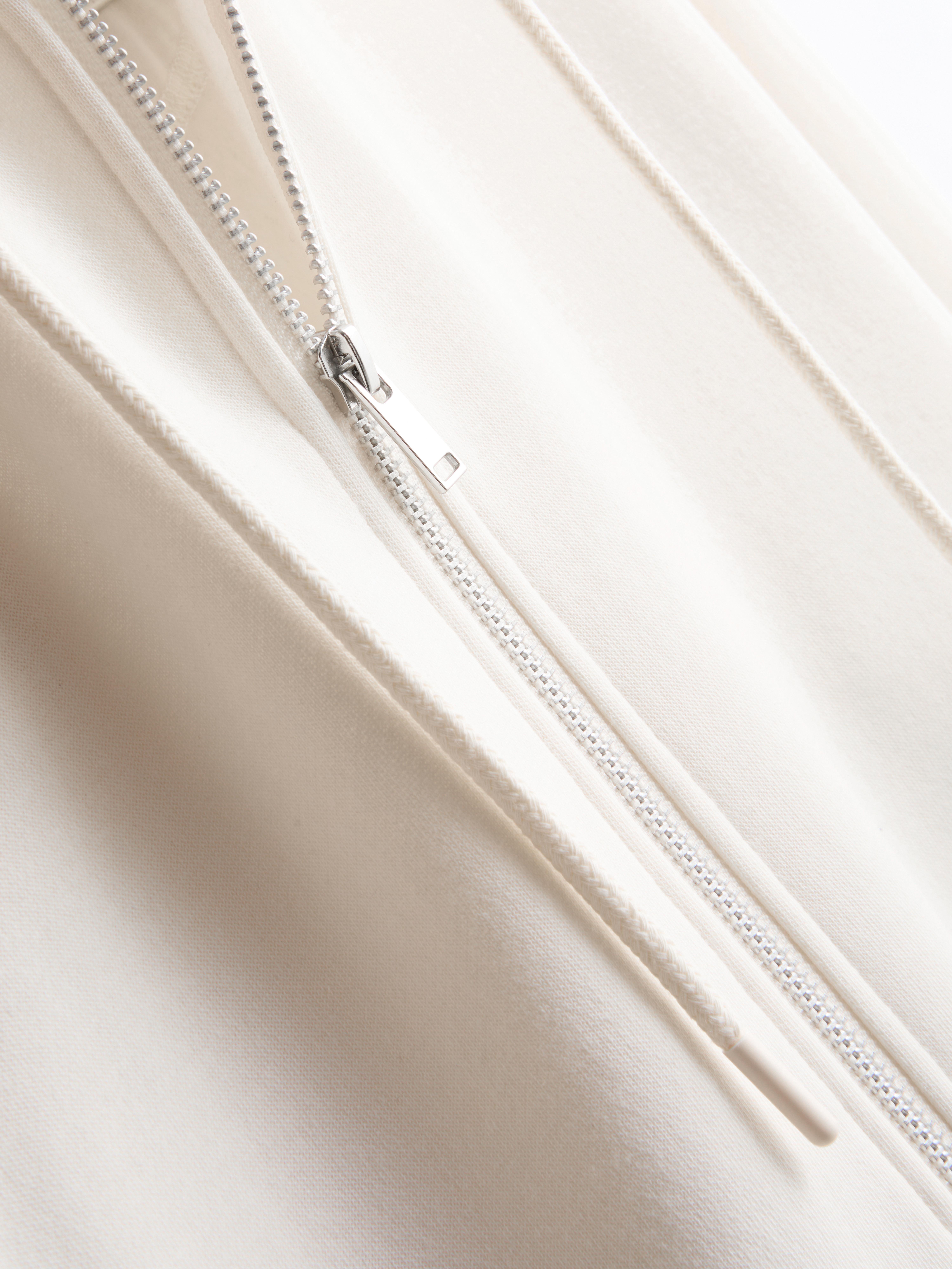 Essential Cotton Blend Zip Through Hoodie - Ivory