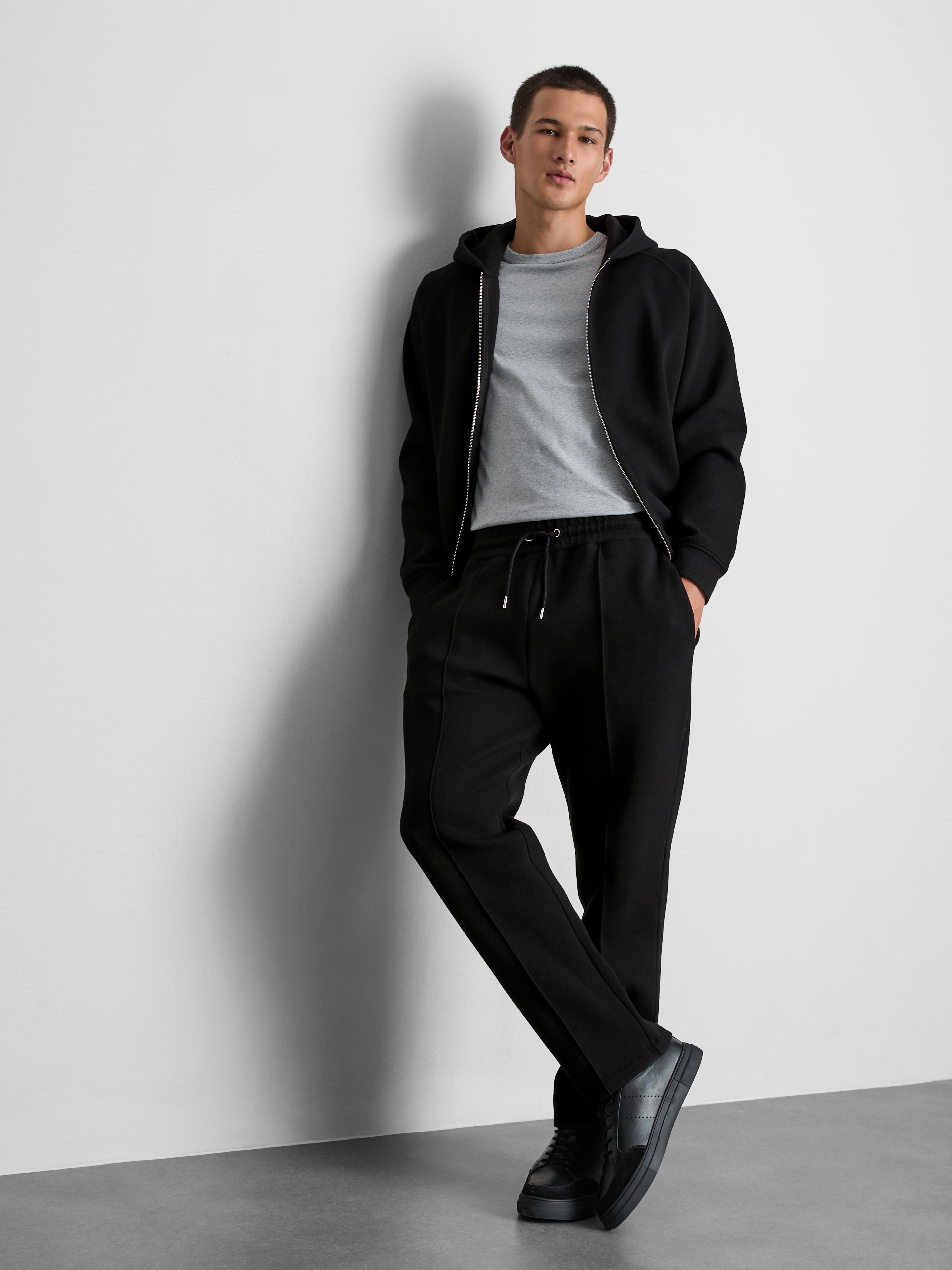 The Edit Pique Drawstring Joggers - Black