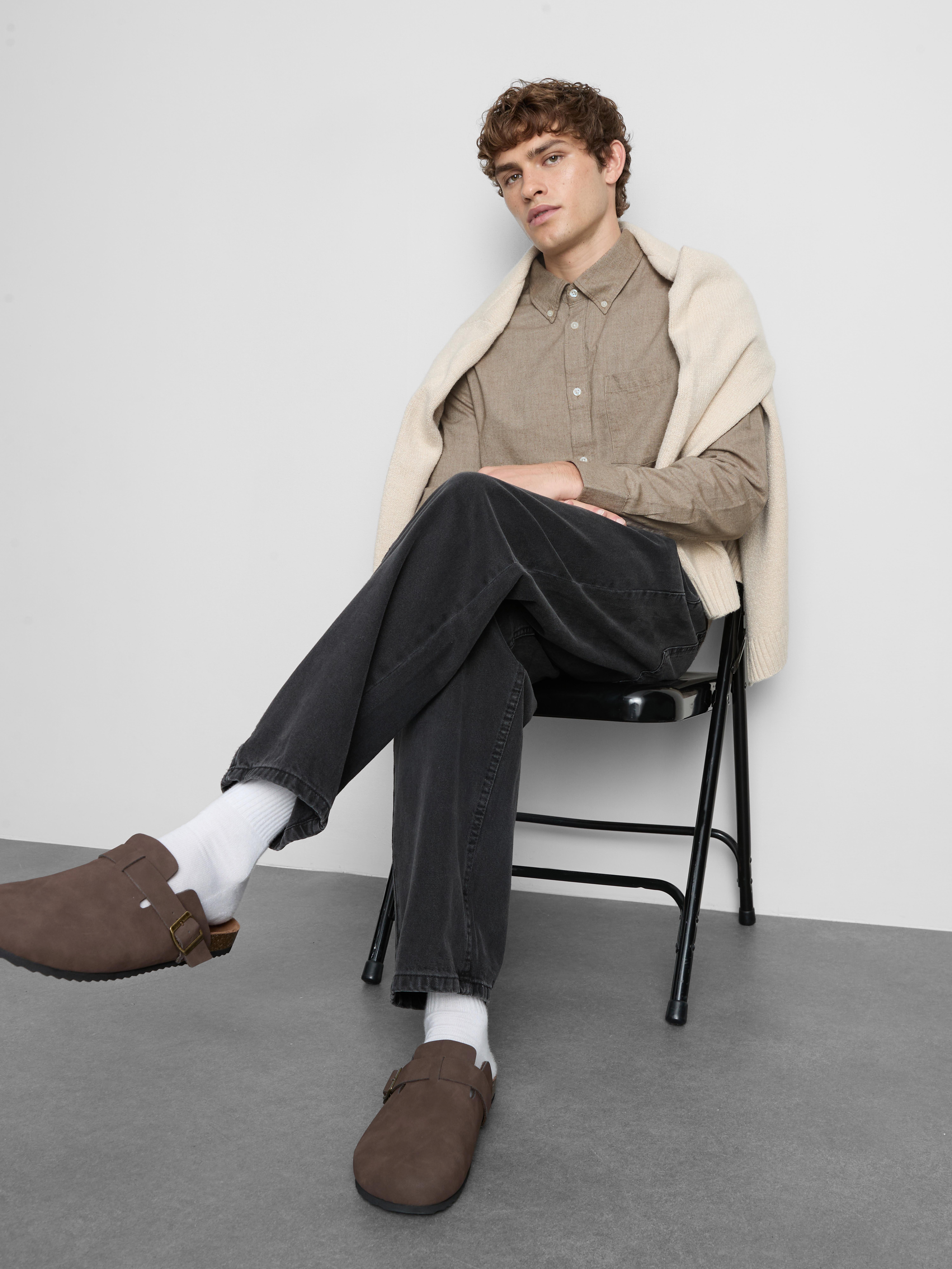 Pure Cotton Button-Down Shirt - Ivory