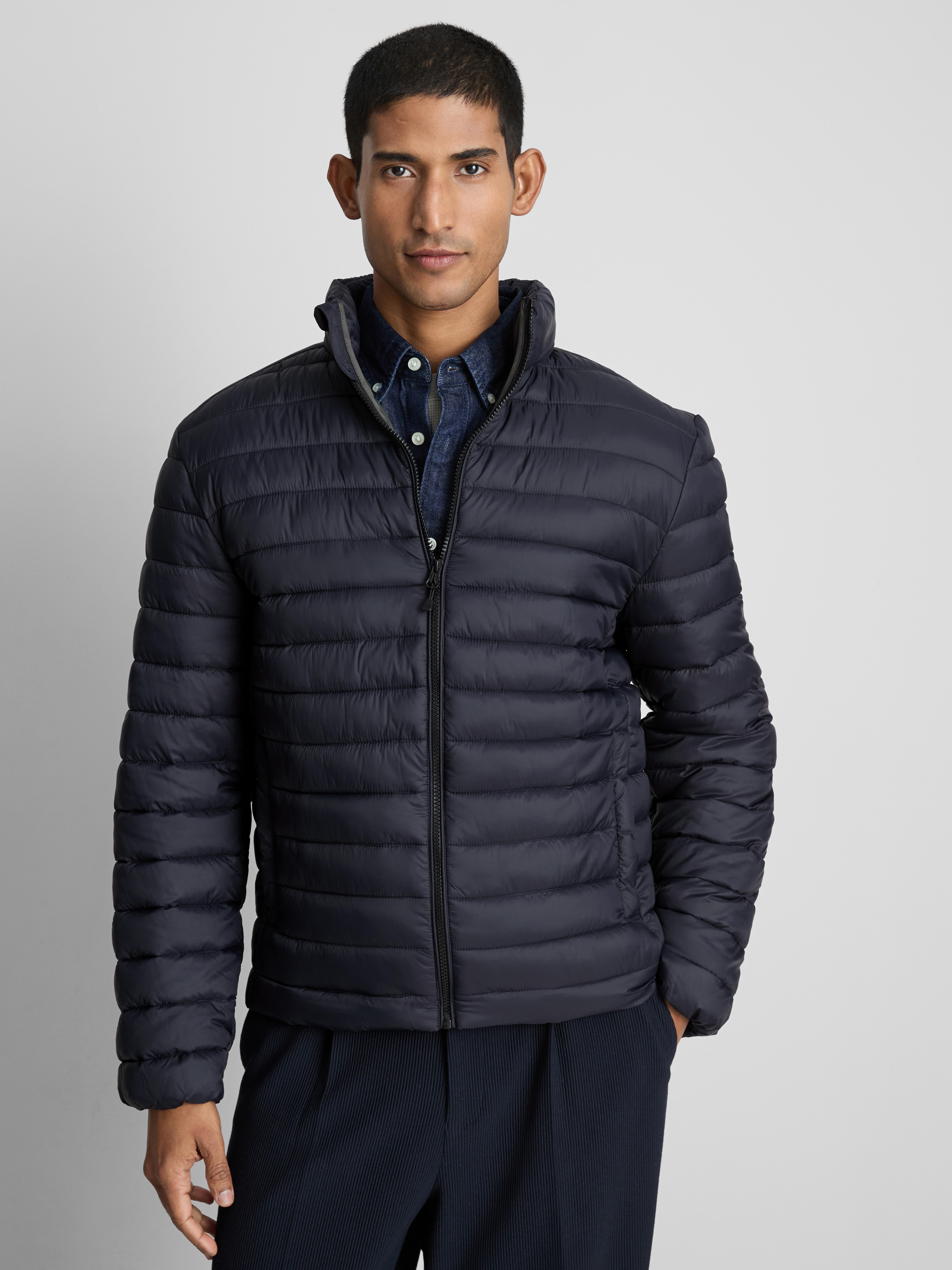 Funnel Neck Puffer Jacket - Navy