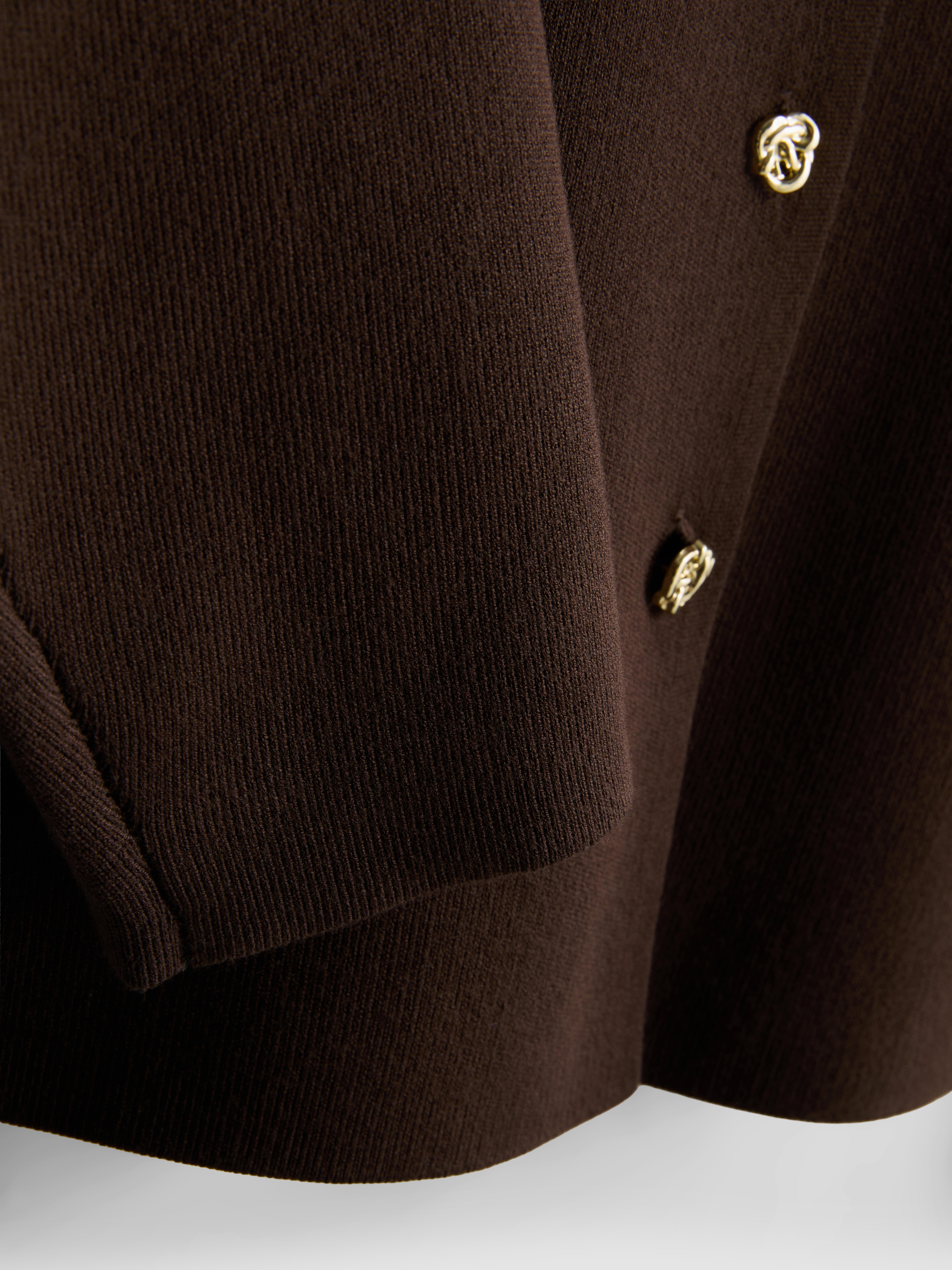 Statement Button Knitted Cardigan - Chocolate