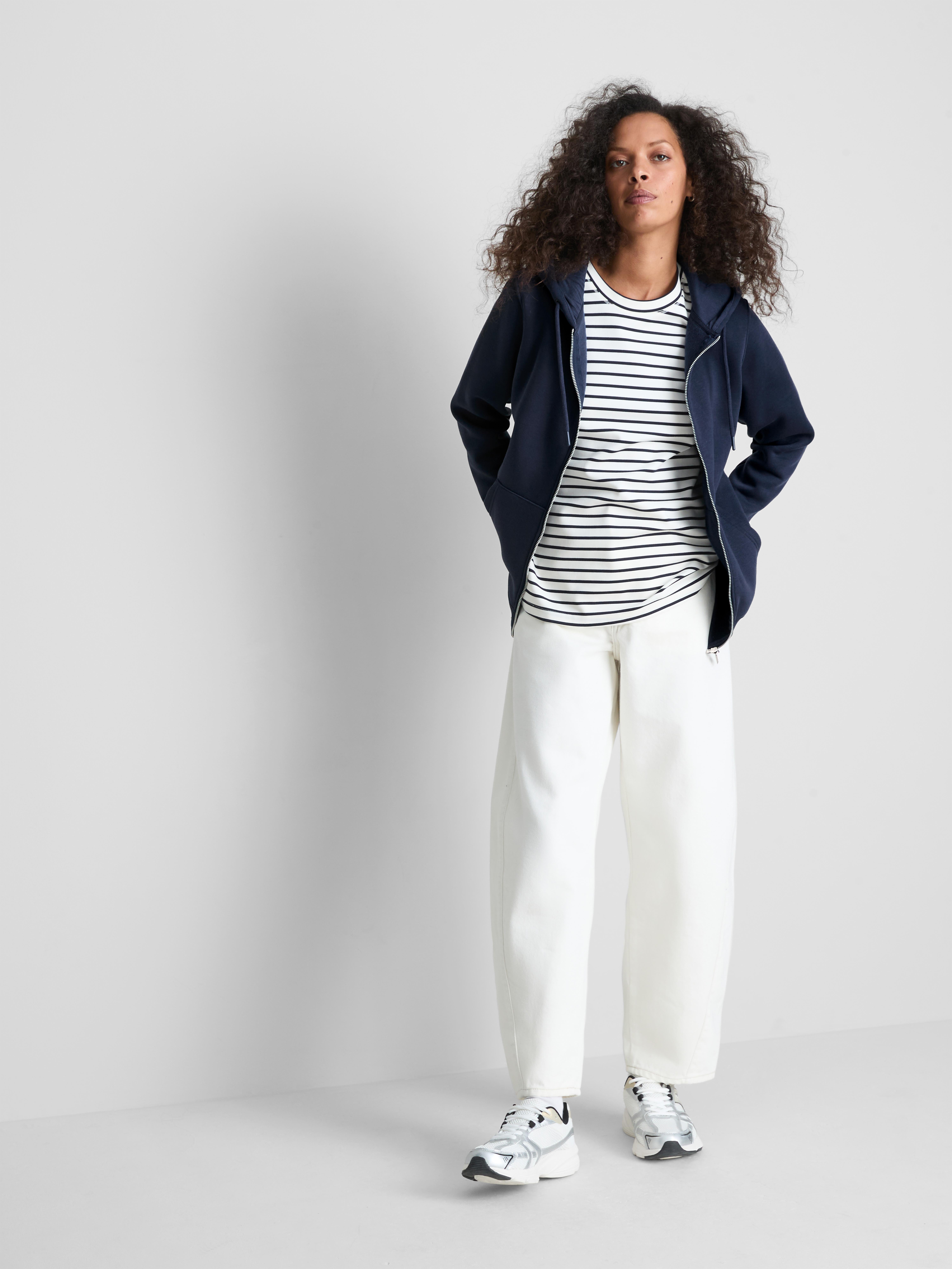 Essential Cotton Blend Zip Through Hoodie - Navy