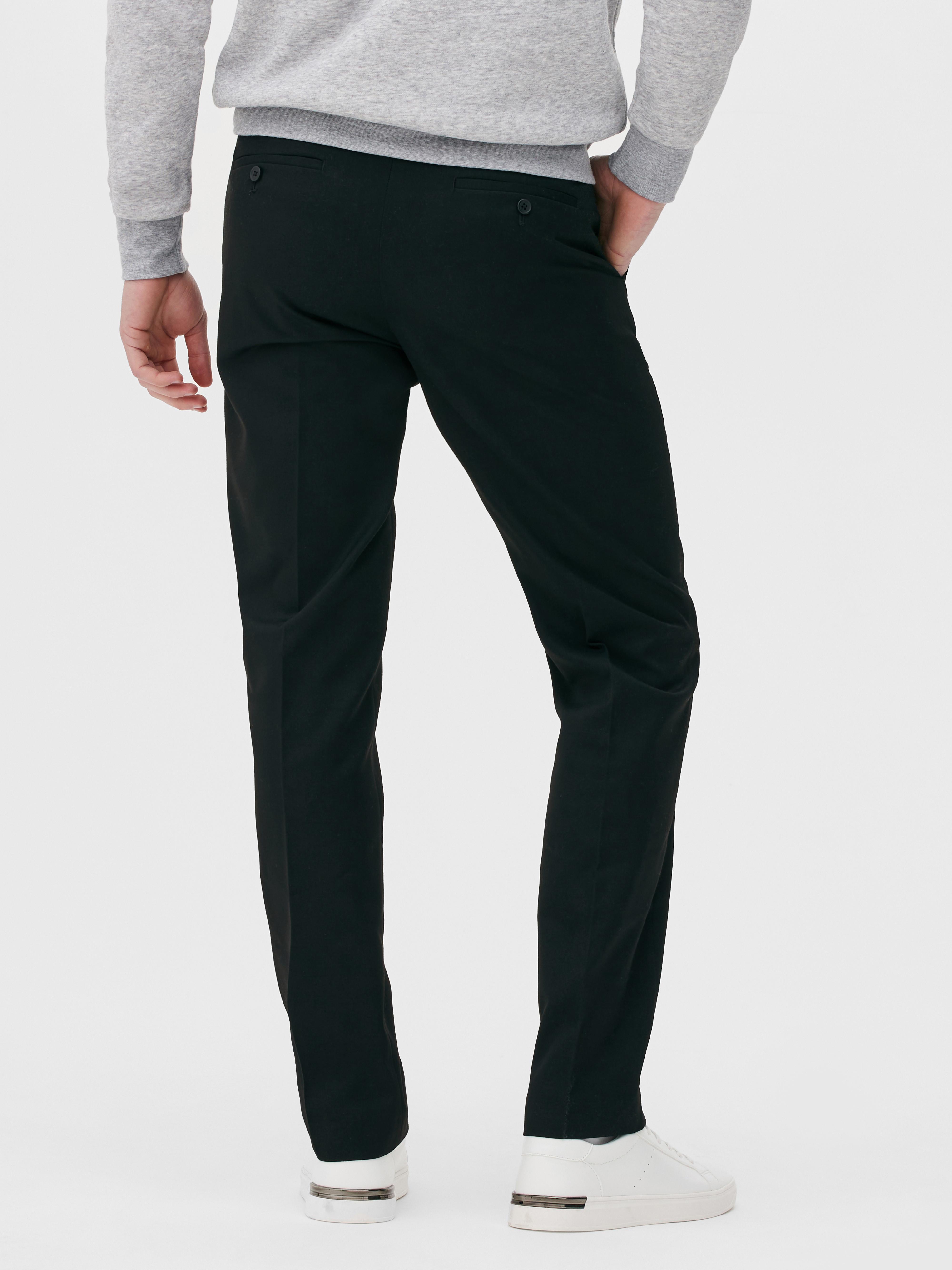 Straight Leg Twill Pants - Black