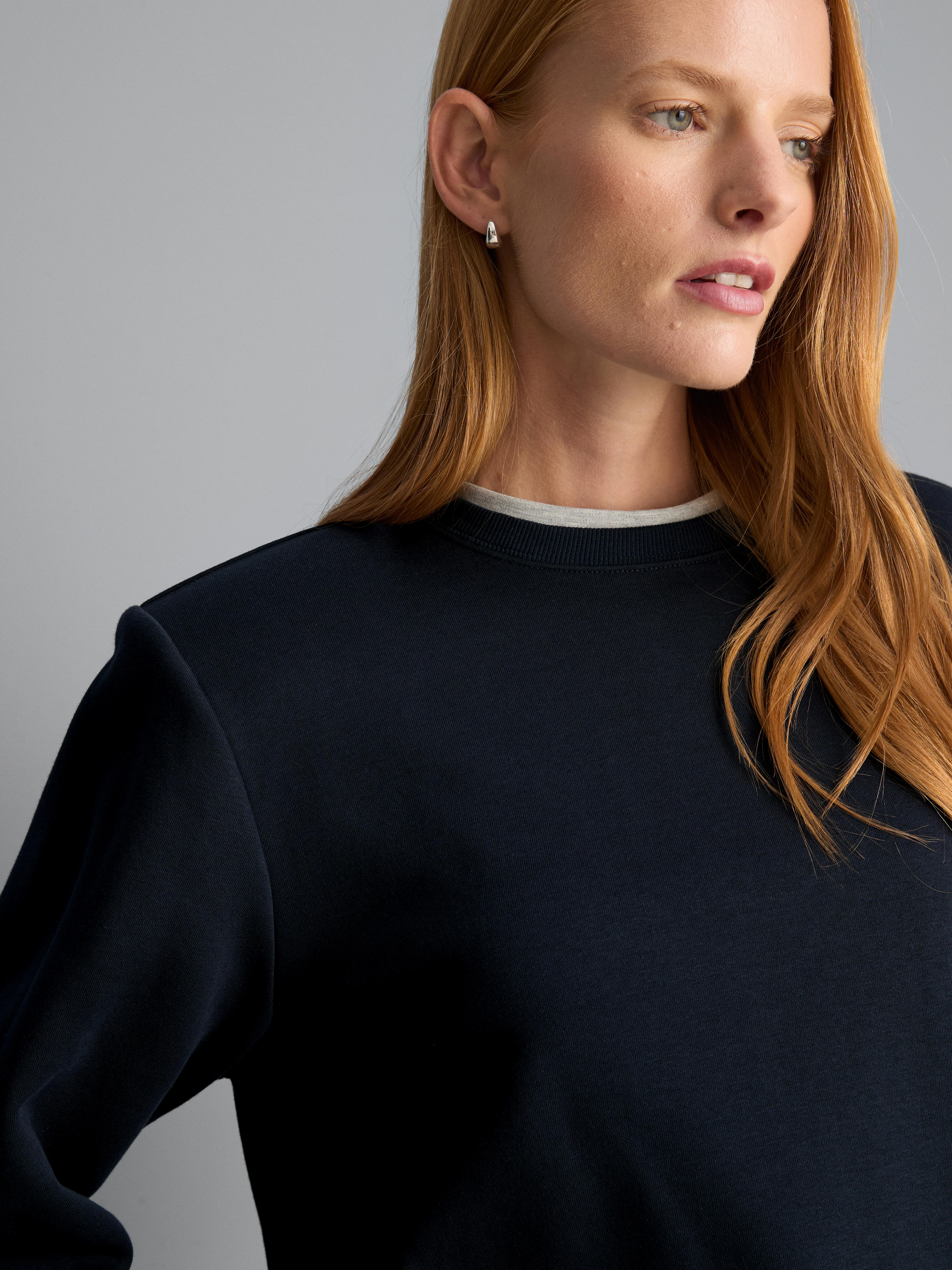 Cotton Rich Shoulder Pad Sweatshirt - Navy