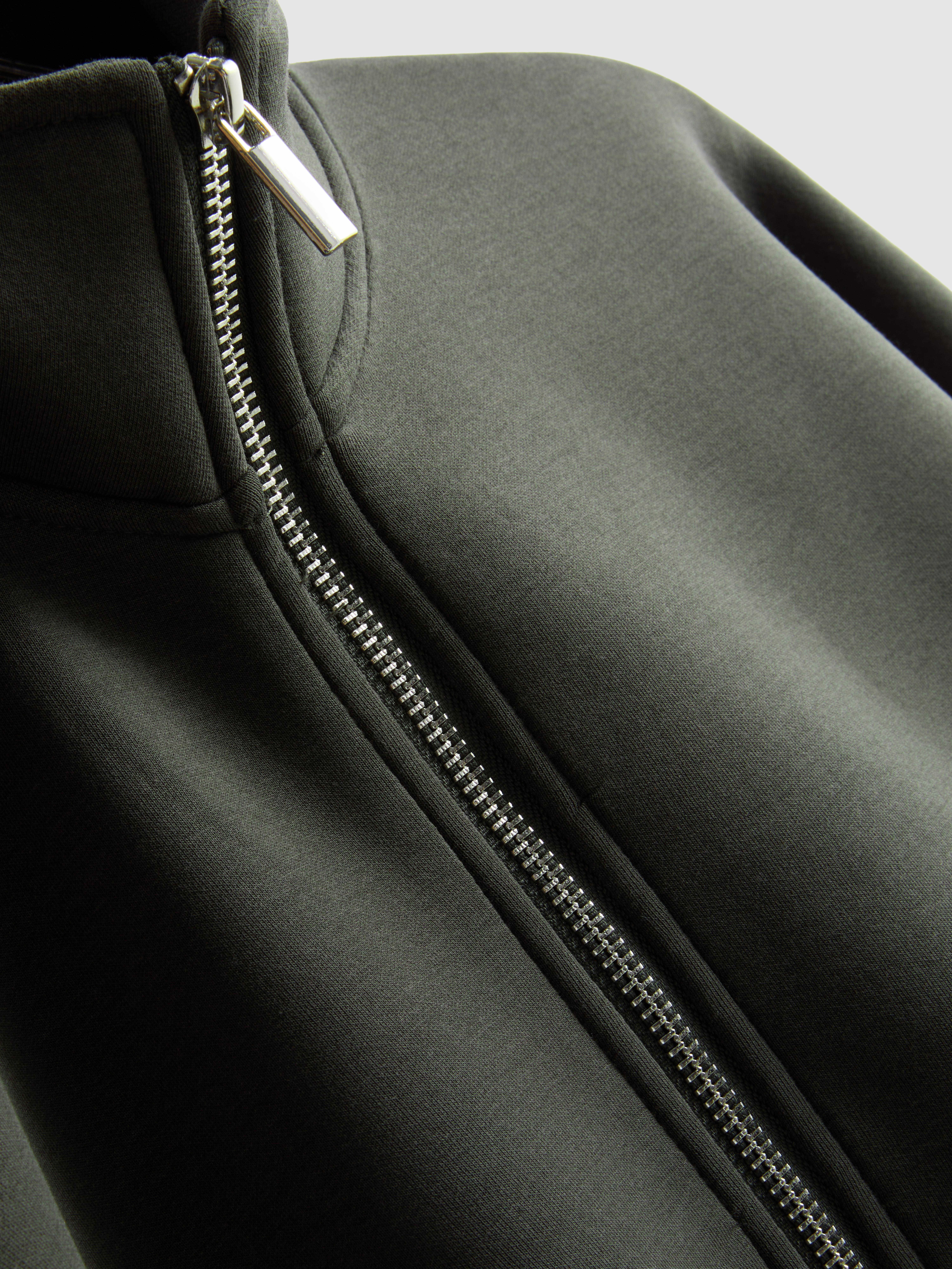 The Edit Cotton-Blend Scuba High-Neck Bomber Jacket - Olive