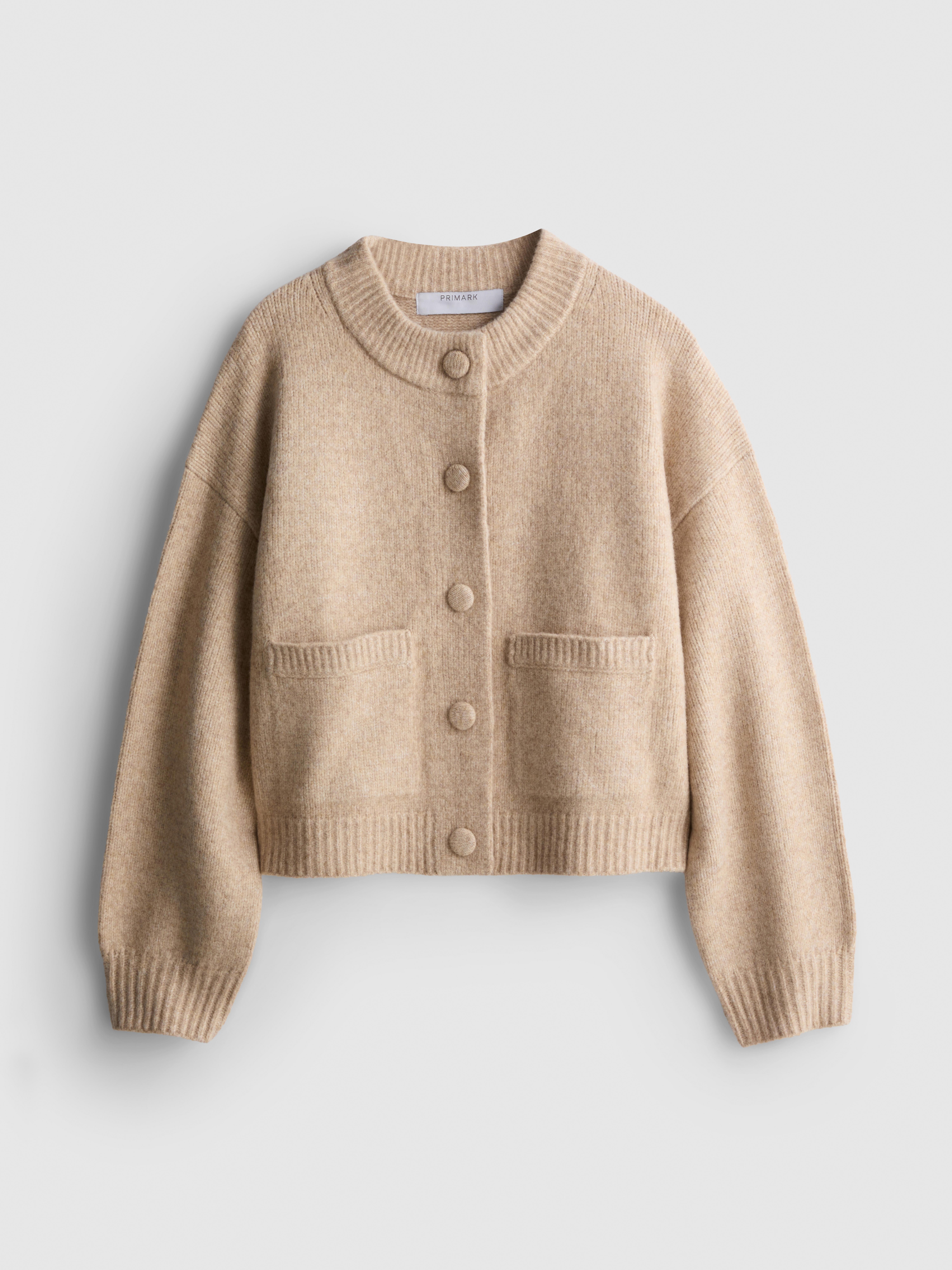 Knitted Bomber Cardigan - Oatmeal