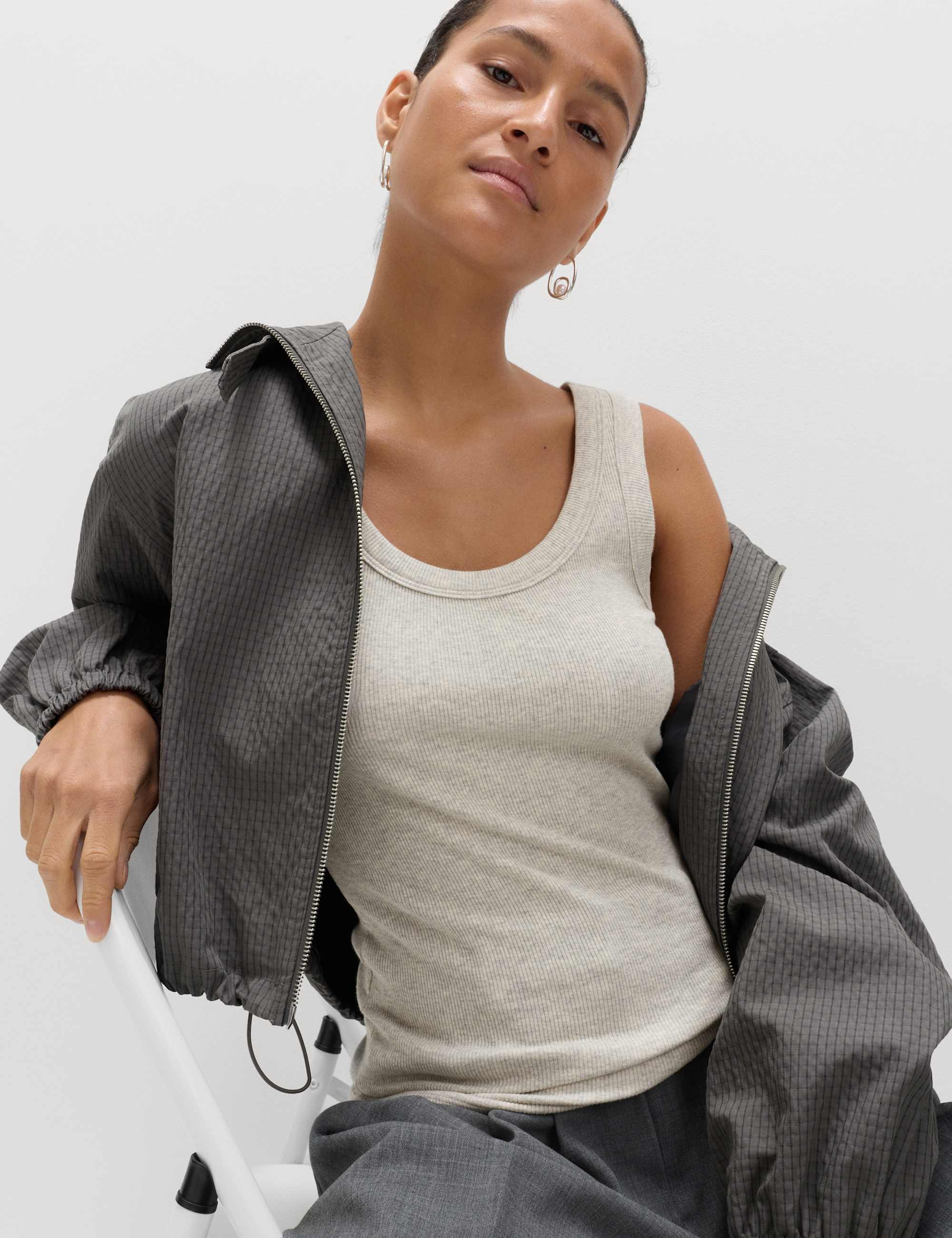 Cotton Rich Ribbed Slim Fit Vest Top