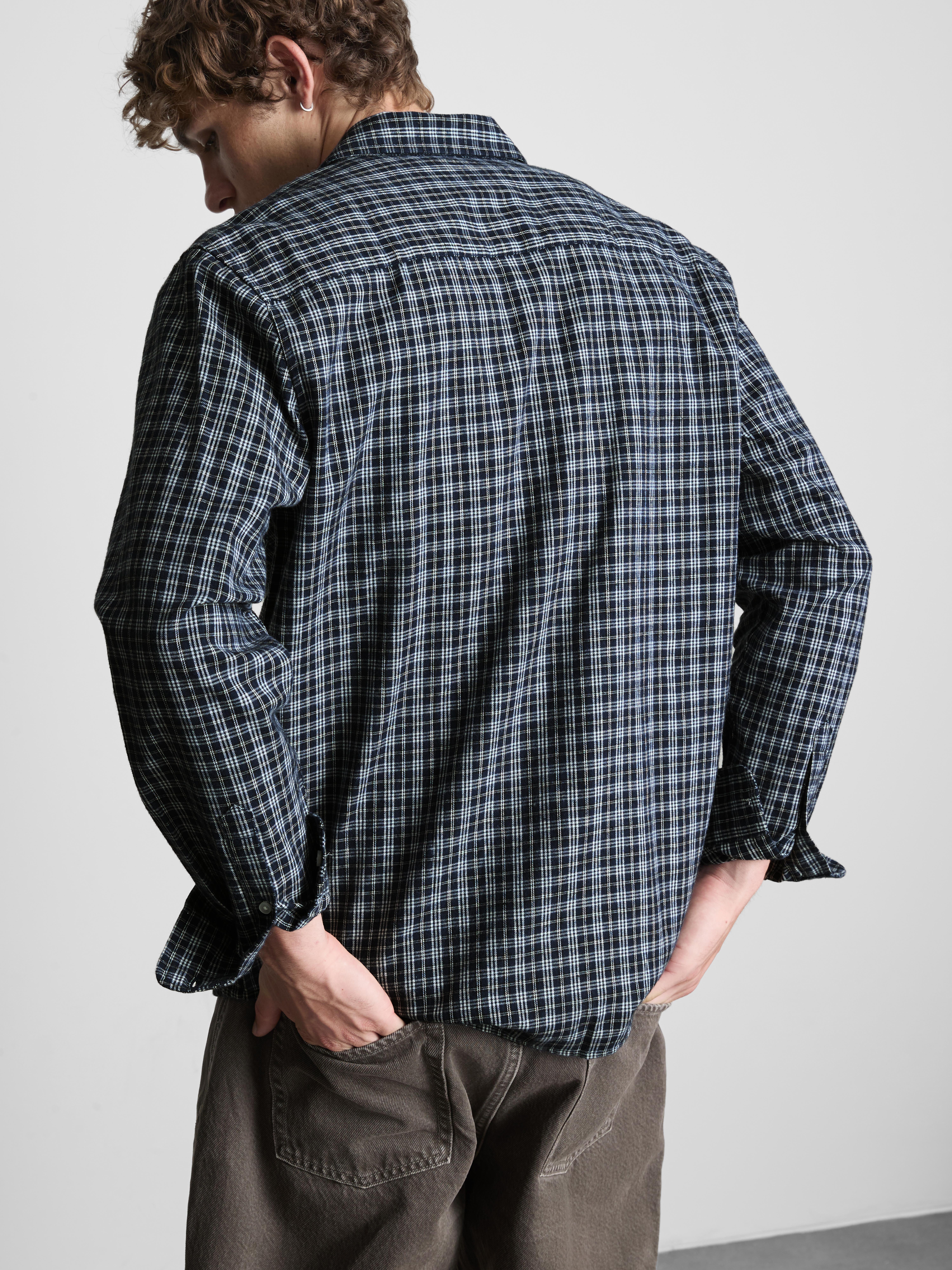 Pure Cotton Check Shirt - Navy