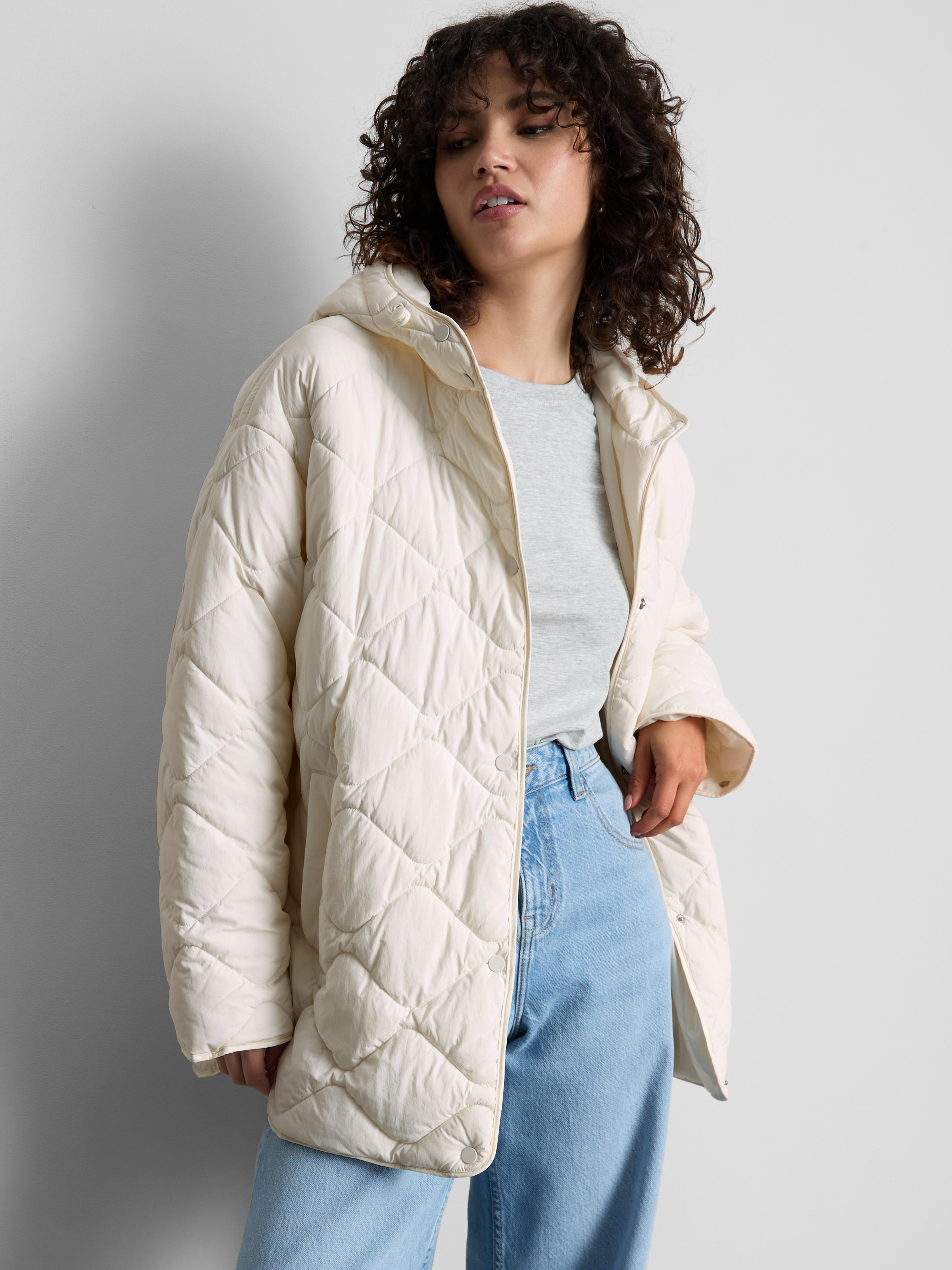 Hooded Quilted Jacket - Ivory