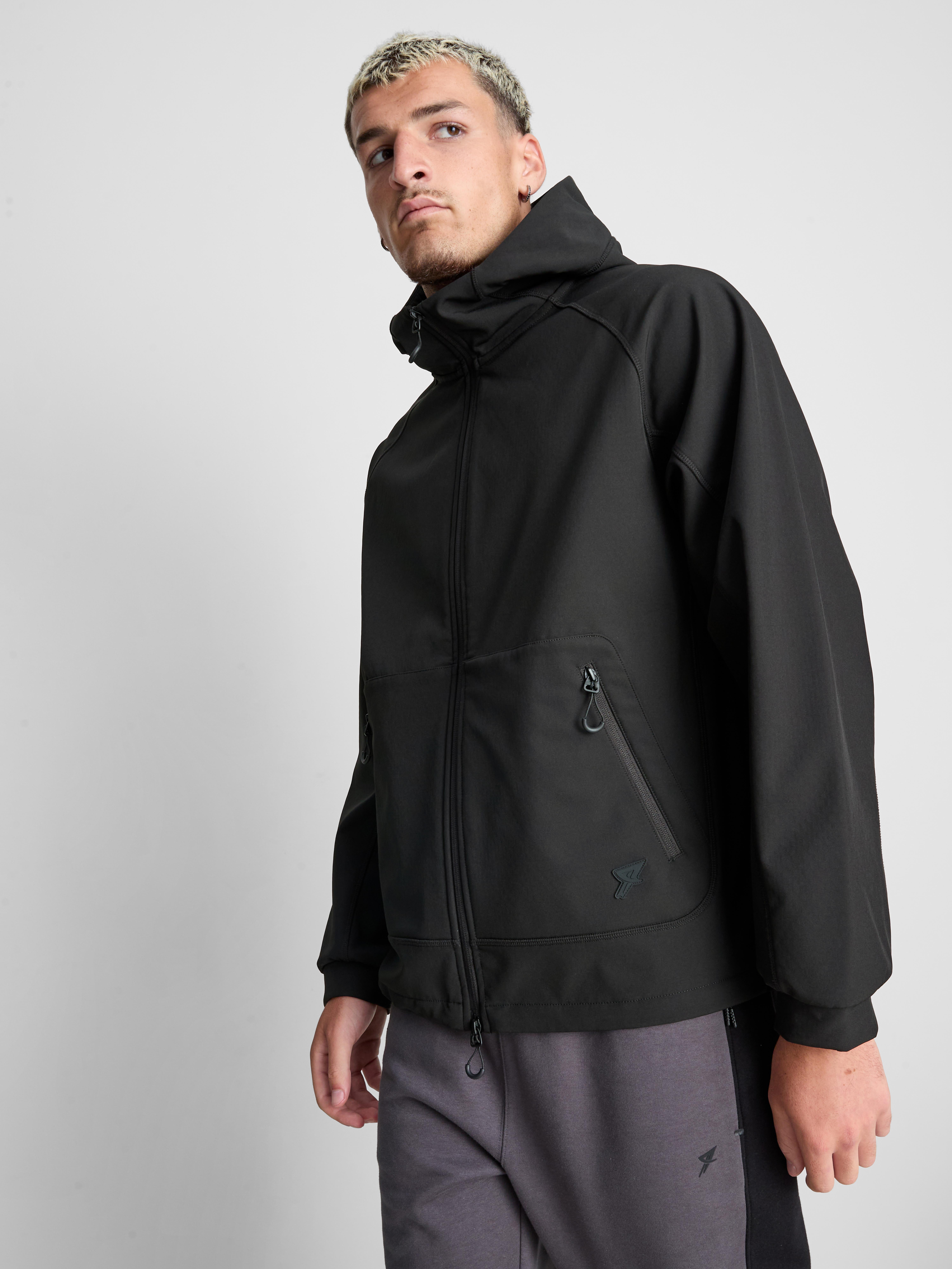 Zip-Up Hooded Performance Jacket - Black